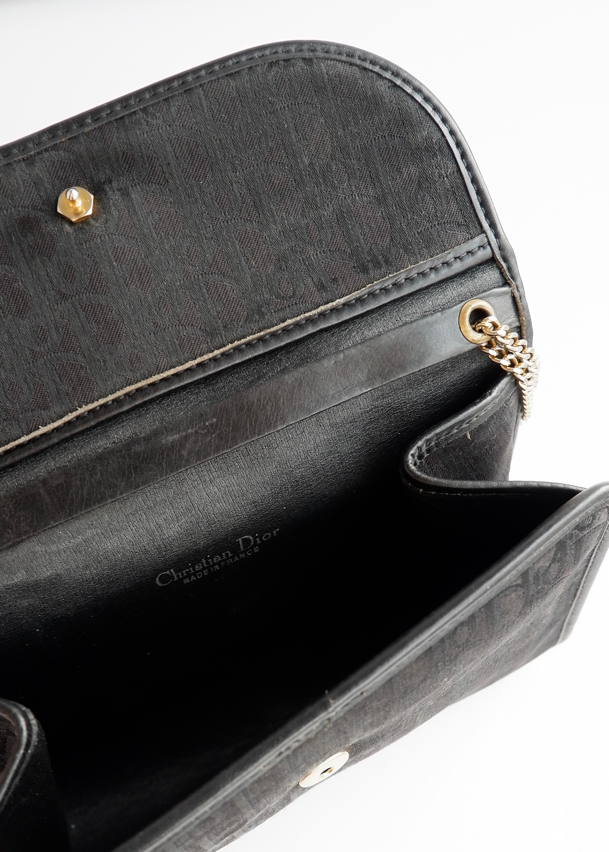 Sac bandoulière vintage Dior Trotter noir chaîne d'occasion Authenti