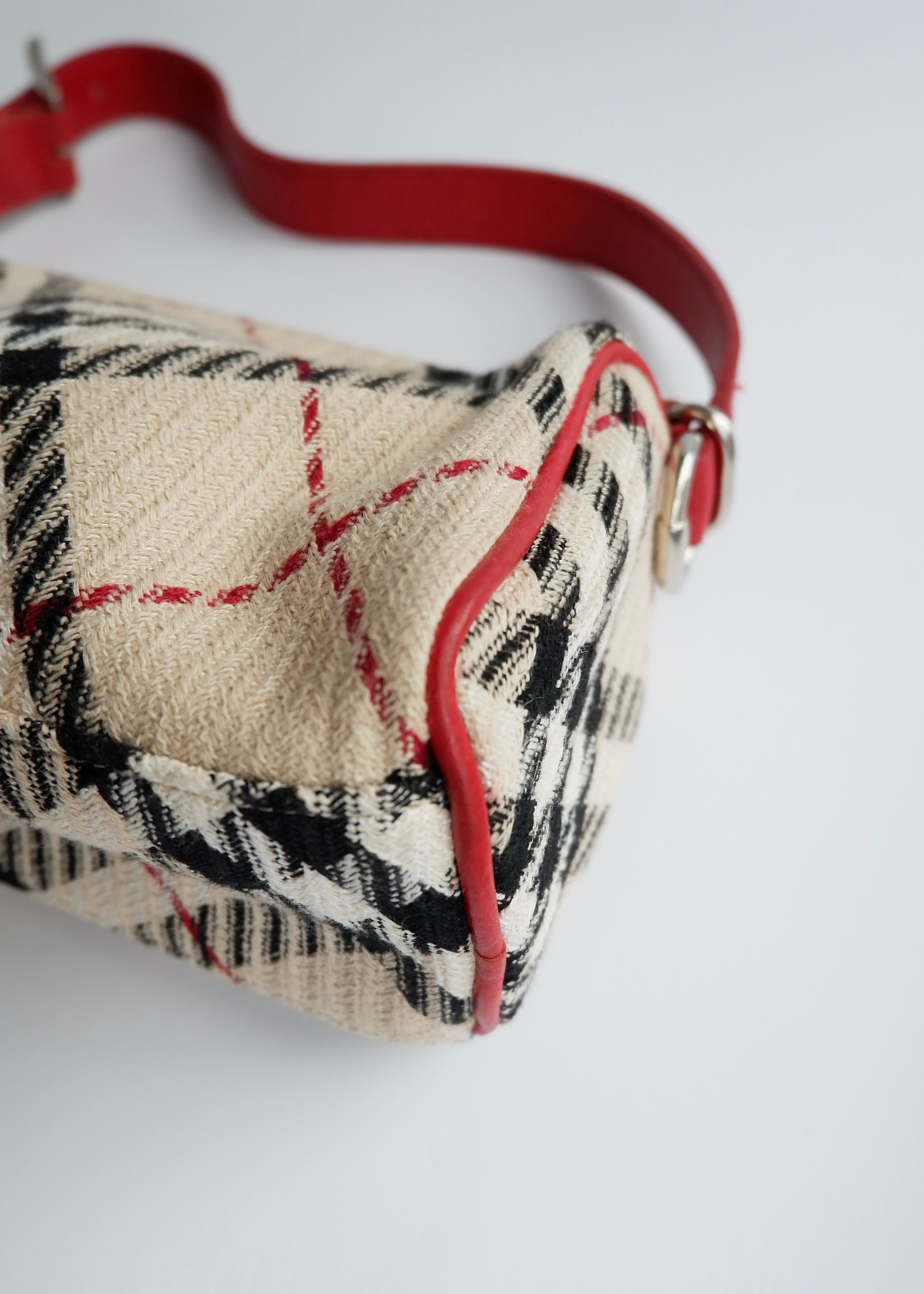Authentic Preowned Burberry Red Novacheck Shoulder Bag