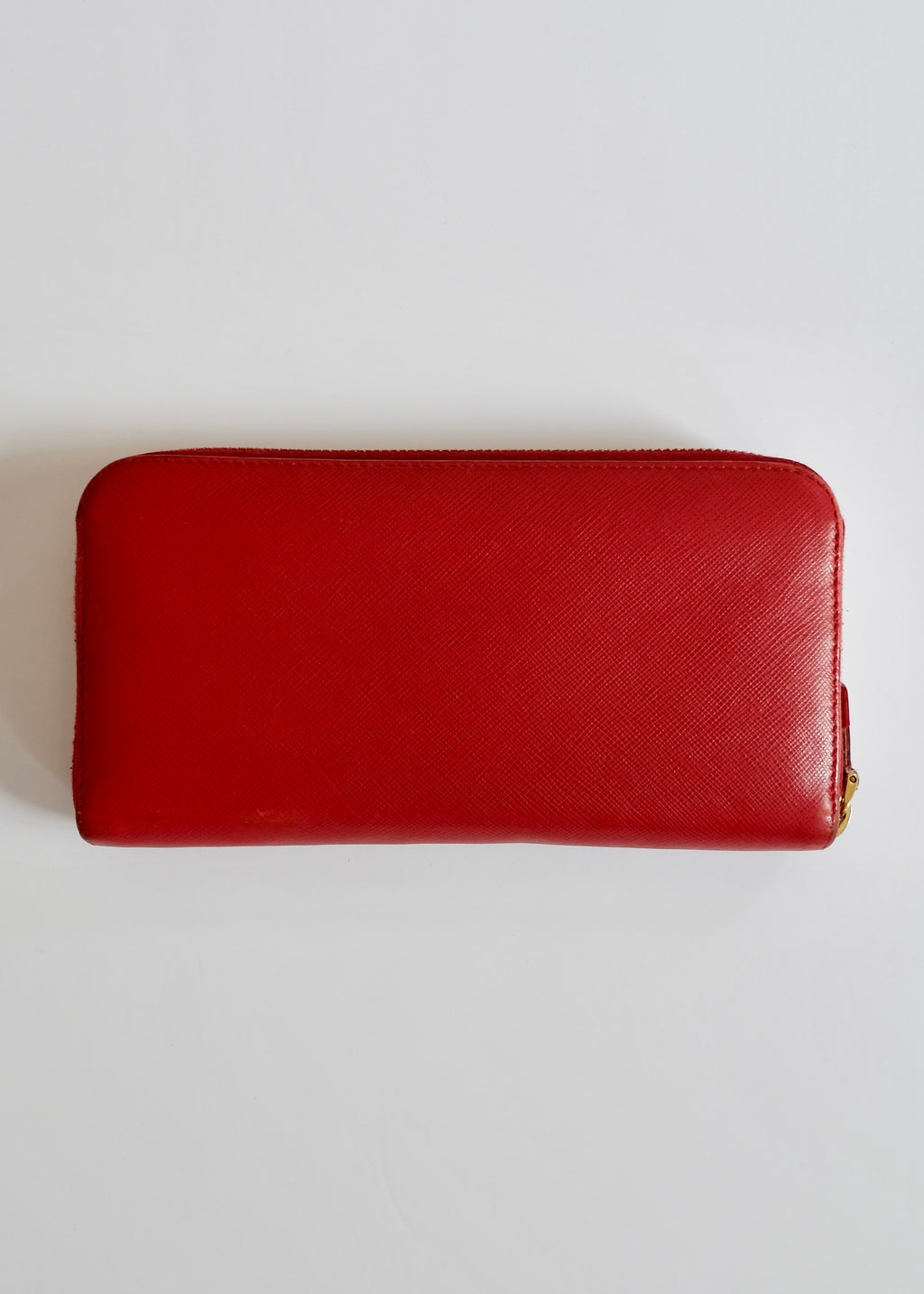 Authentic Preowned Prada Red Saffiano Leather Zip Around Wallet