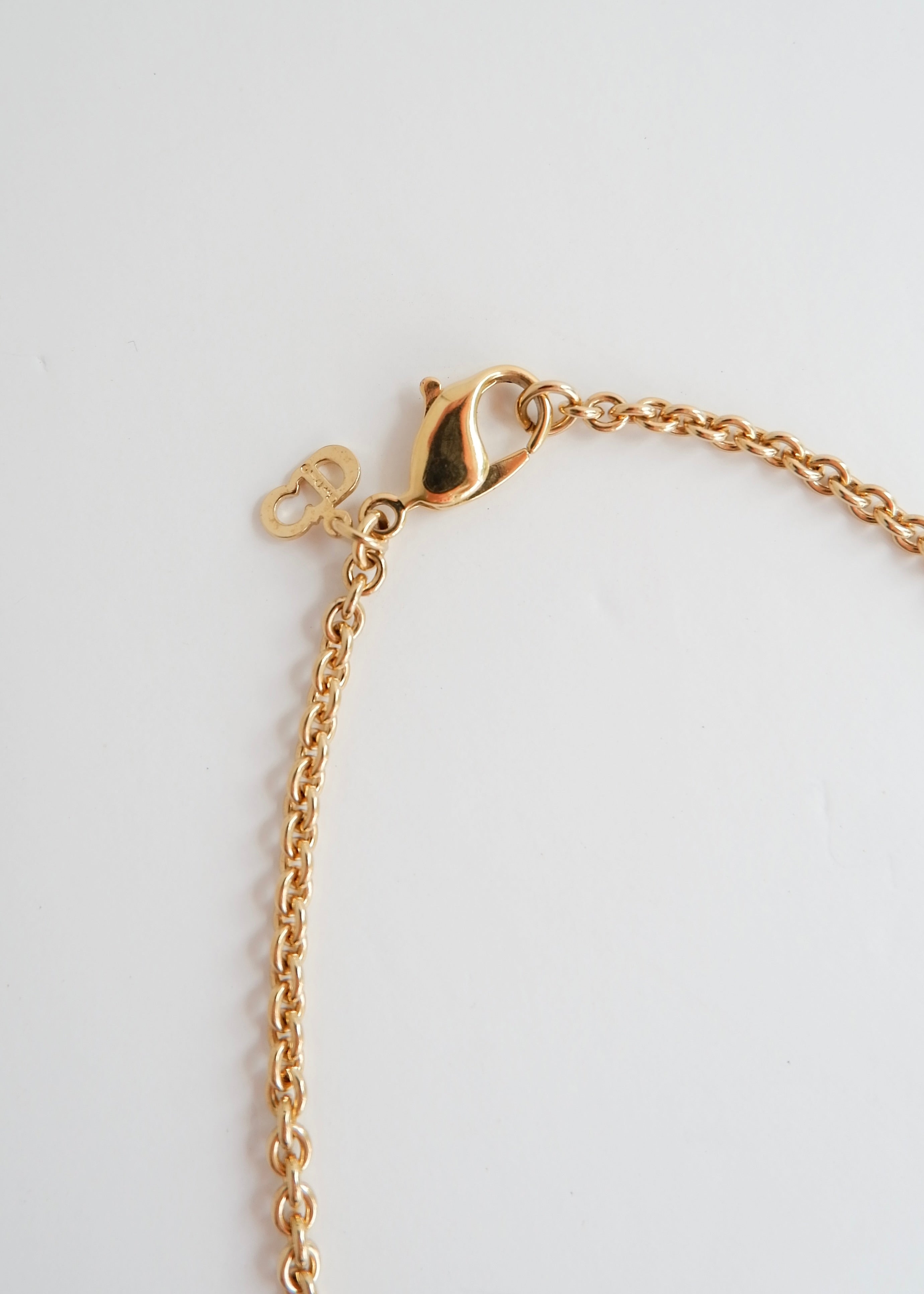 Preowned Vintage Dior Gold Tone Logo Necklace