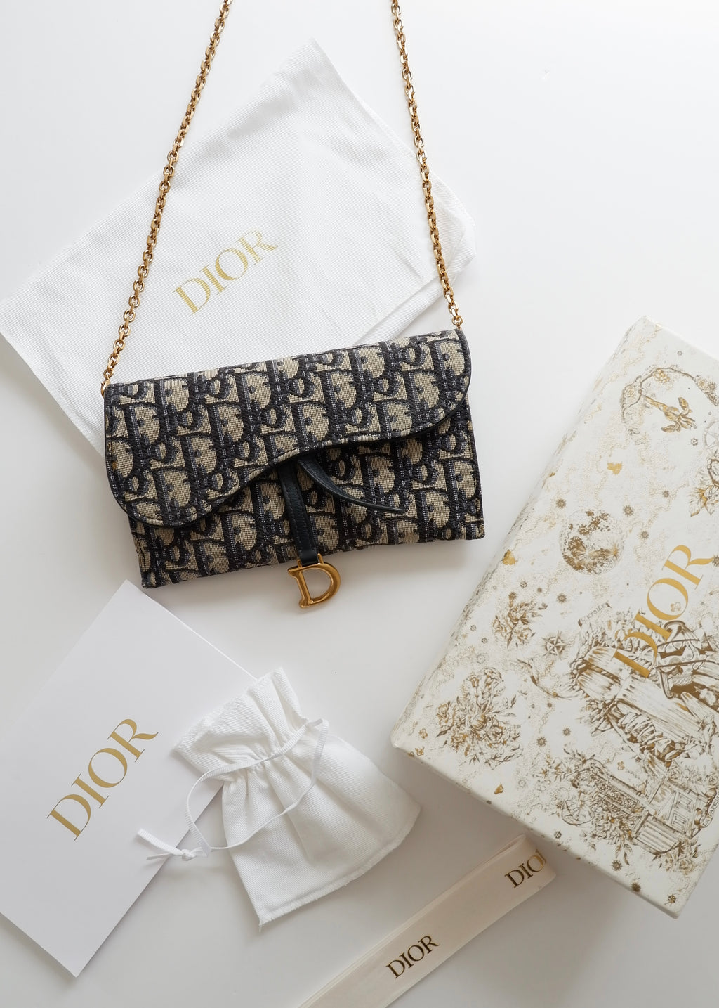 Authentic Preowned Dior Navy Oblique WOC Crossbody Bag