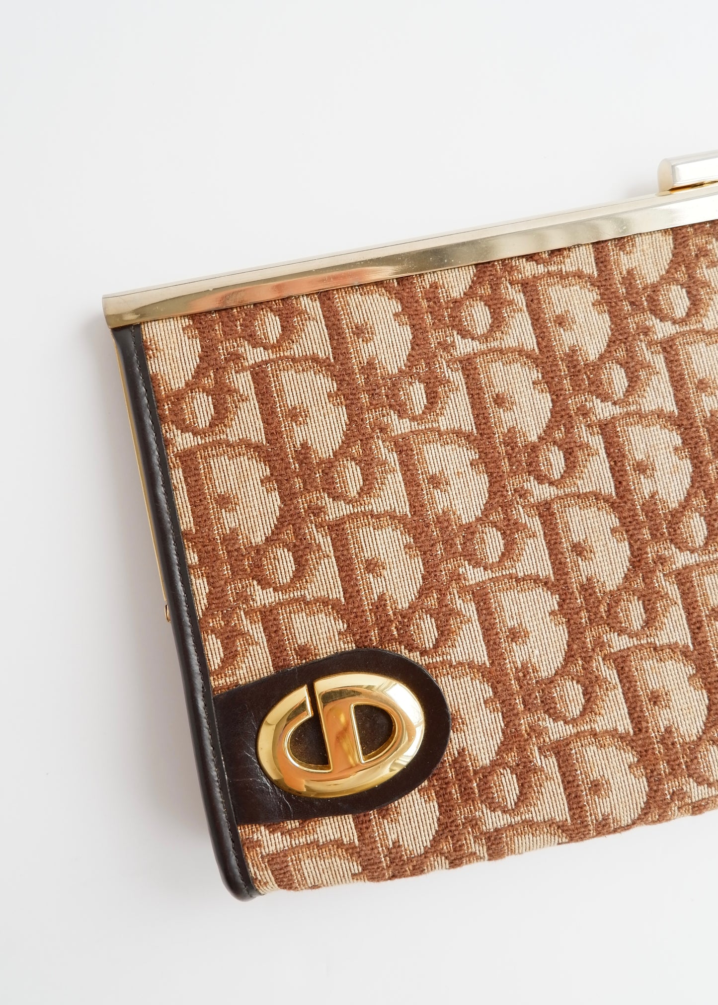 Authentic Preowned Vintage Dior Brown Canvas Trotter Print Clutch