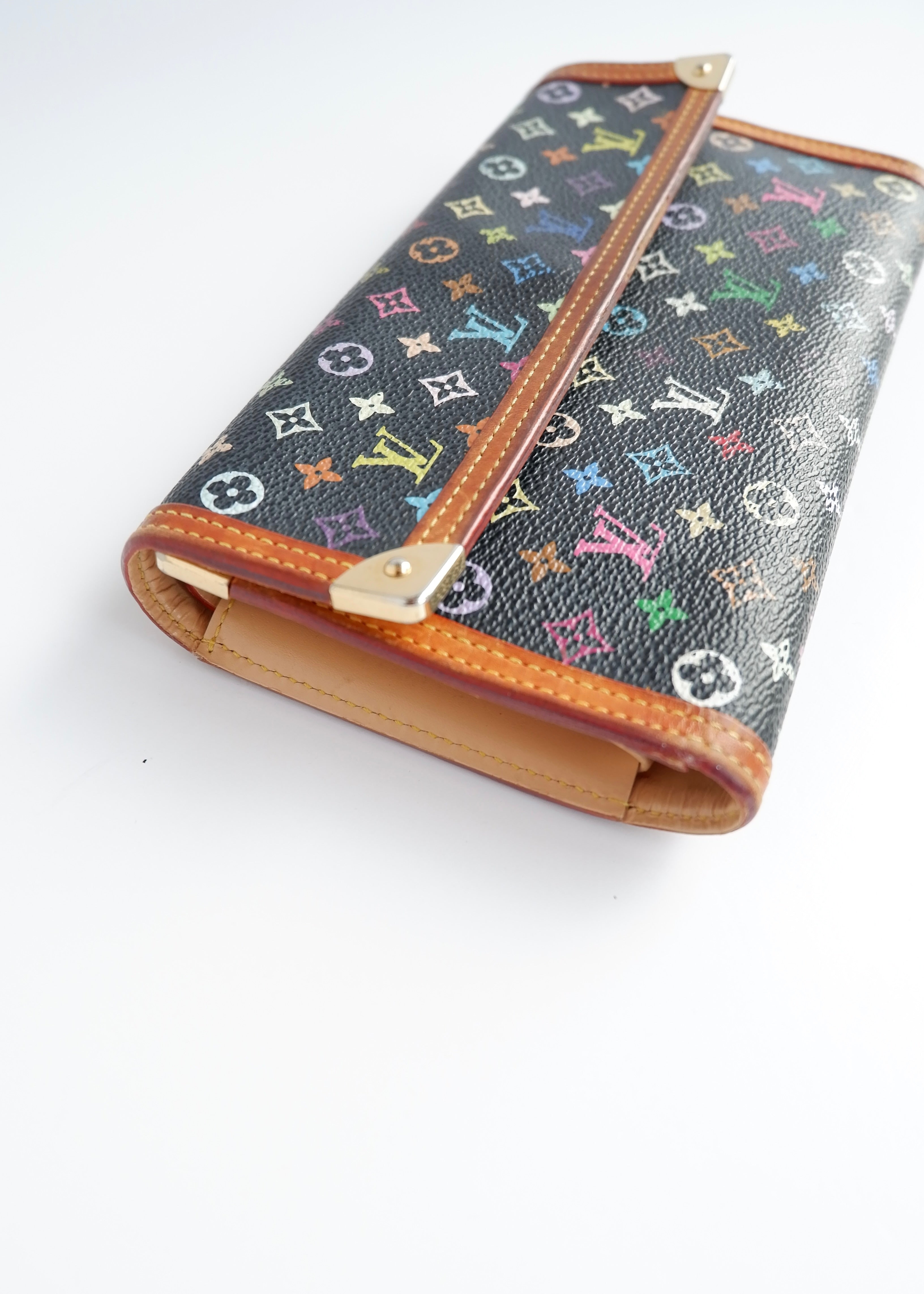 Portefeuille long Louis Vuitton noir multi d'occasion authentique