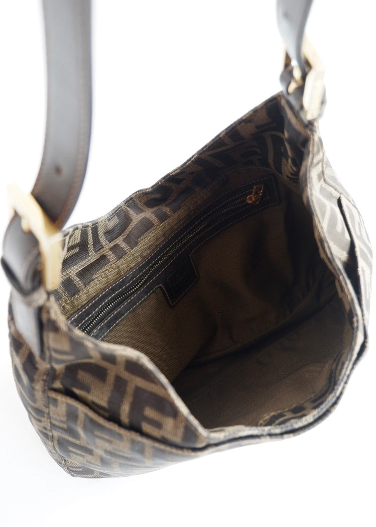 Authentic Preowned Fendi Brown Canvas Zucca Hobo Shoulder Bag
