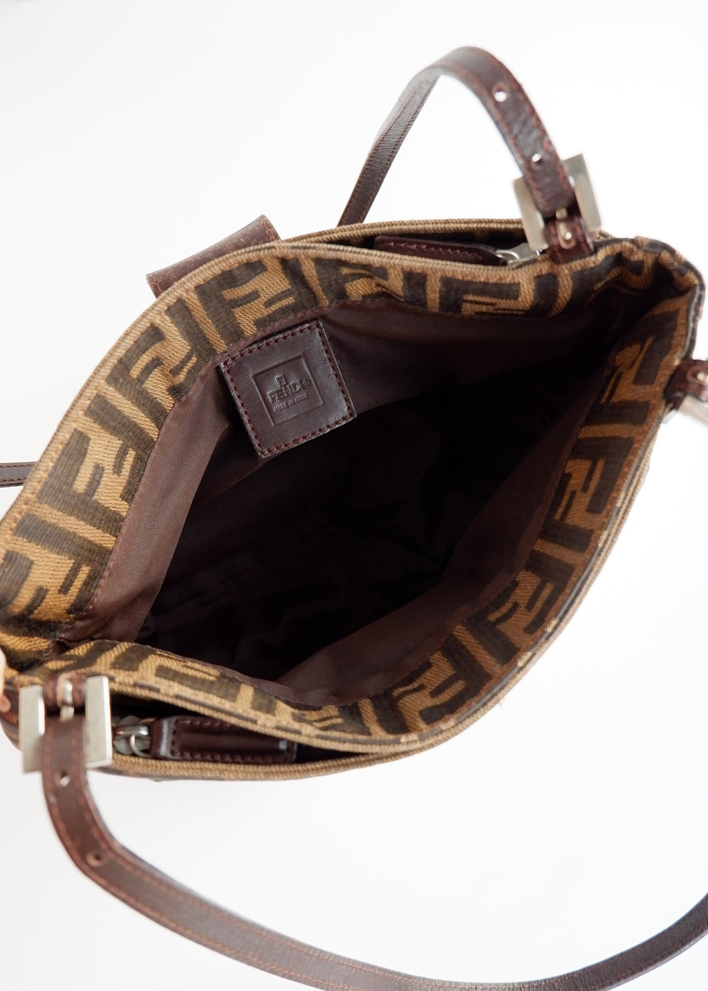 Sac à bandoulière Fendi Hobo Zucca marron authentique d'occasion
