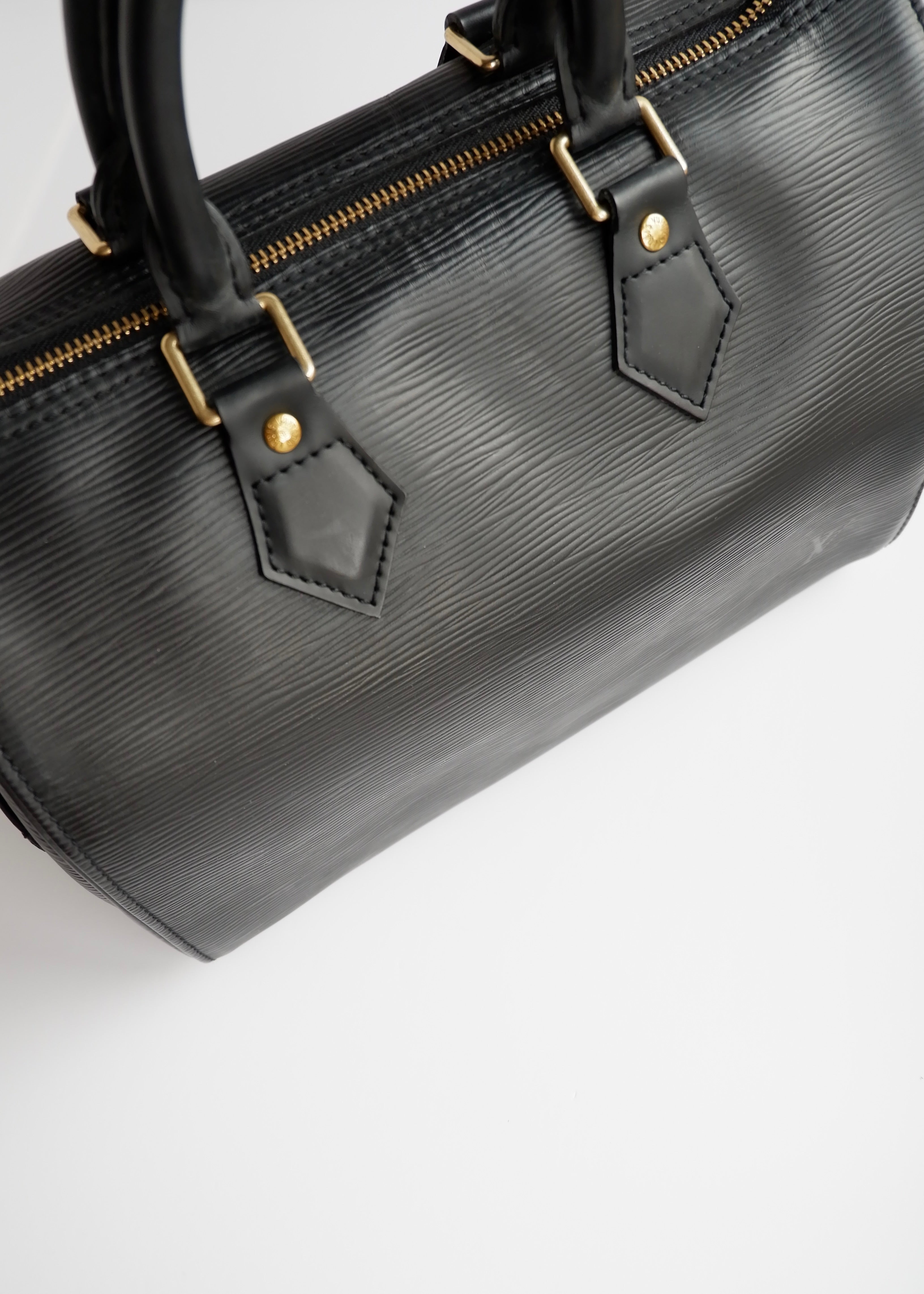 Authentic Preowned Louis Vuitton Black Epi Speedy 25