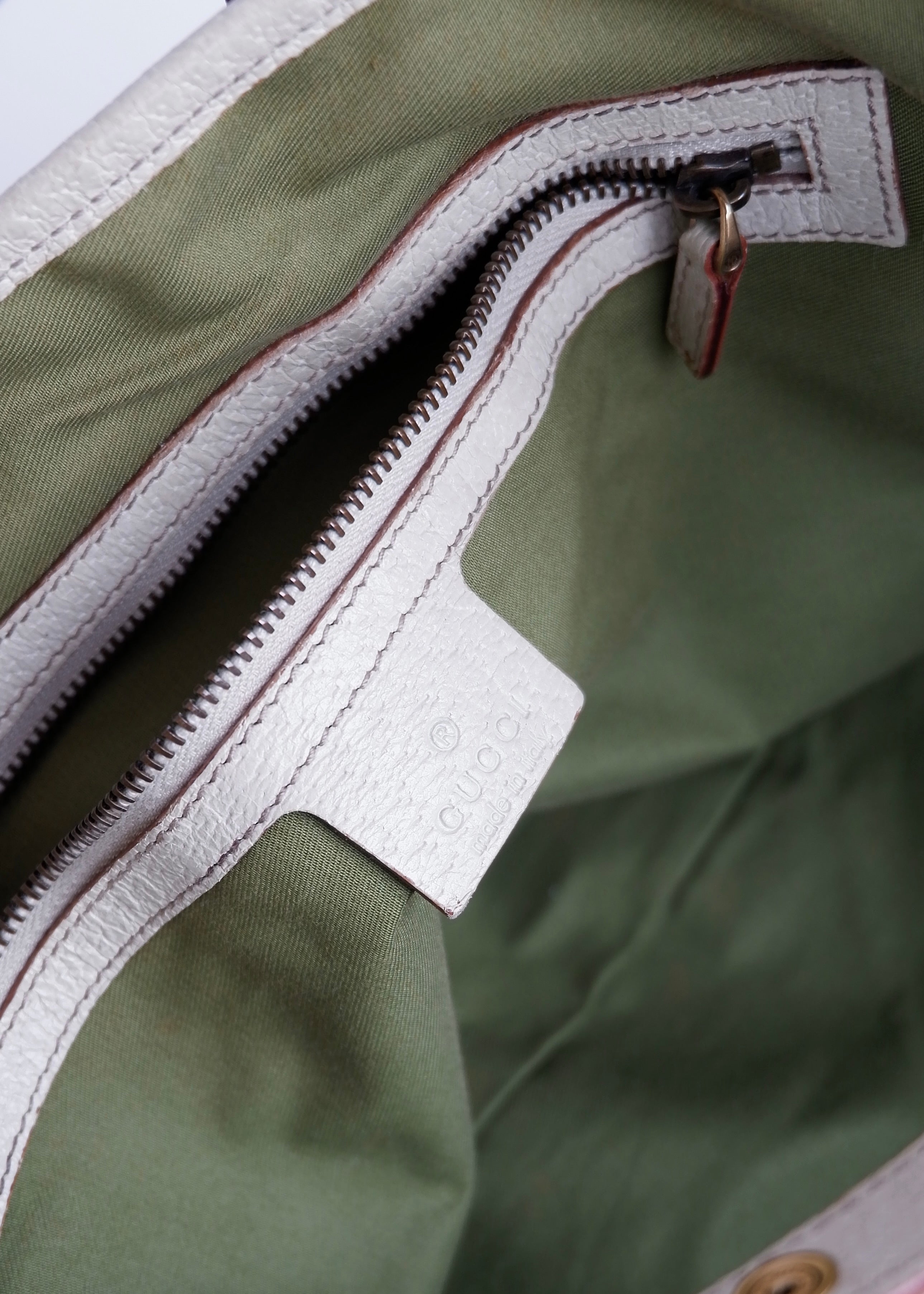 Authentic Preowned Gucci White GG Canvas Sherry Line Hobo Shoulder Bag