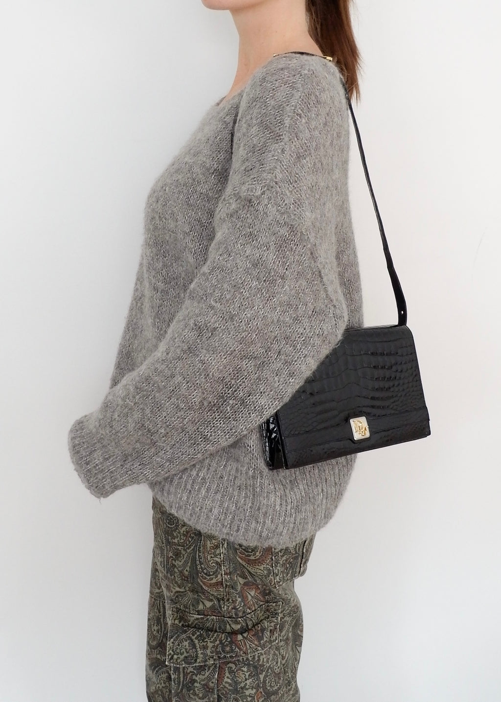 Authentic Preowned Vintage Dior Black Patent Leather Shoulder Bag