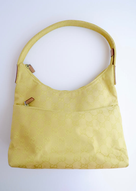 Authentic Preowned Gucci GG Canvas Neon Green Shoulder Bag