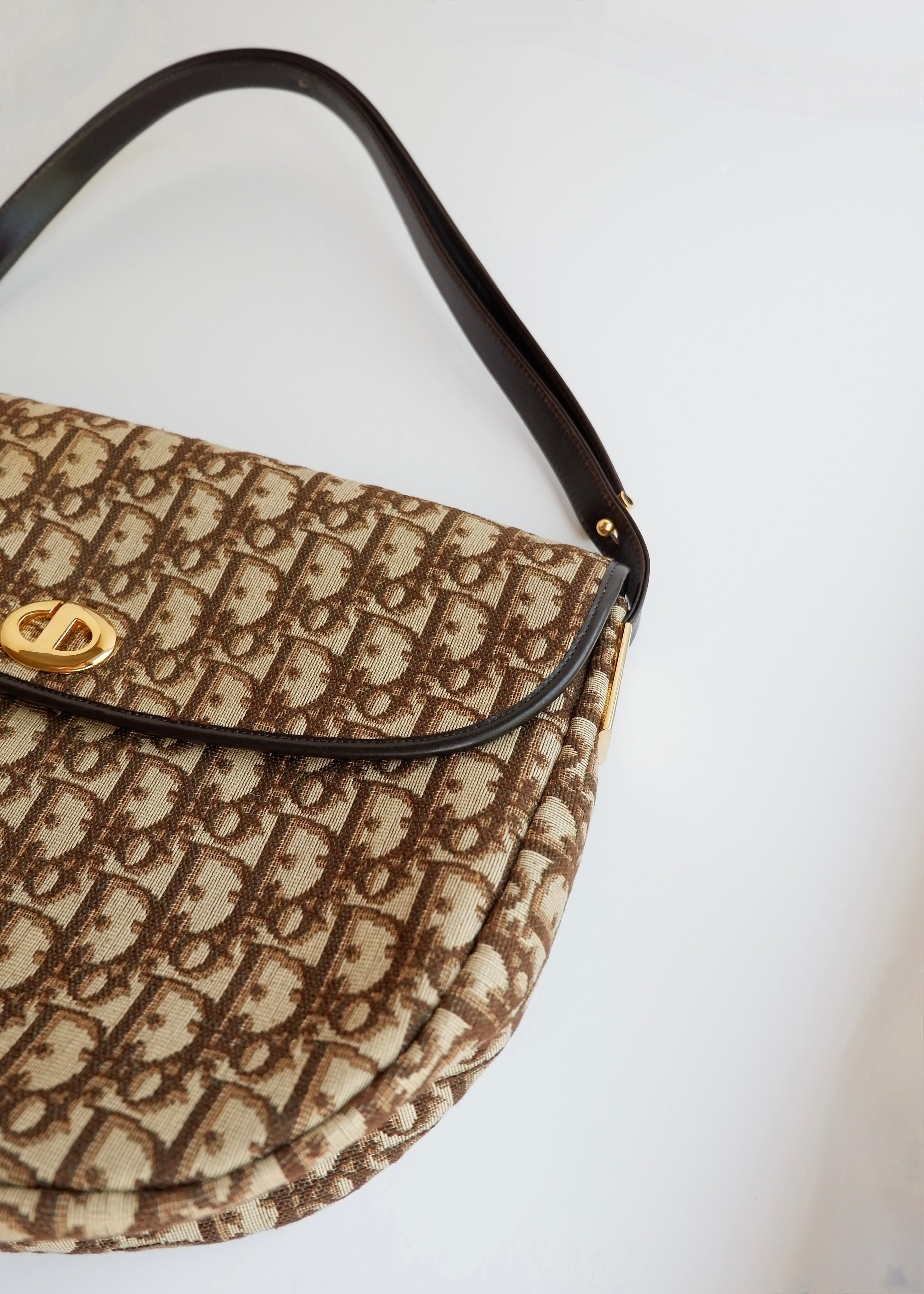 Preowned Vintage Dior Brown Trotter Shoulder Bag