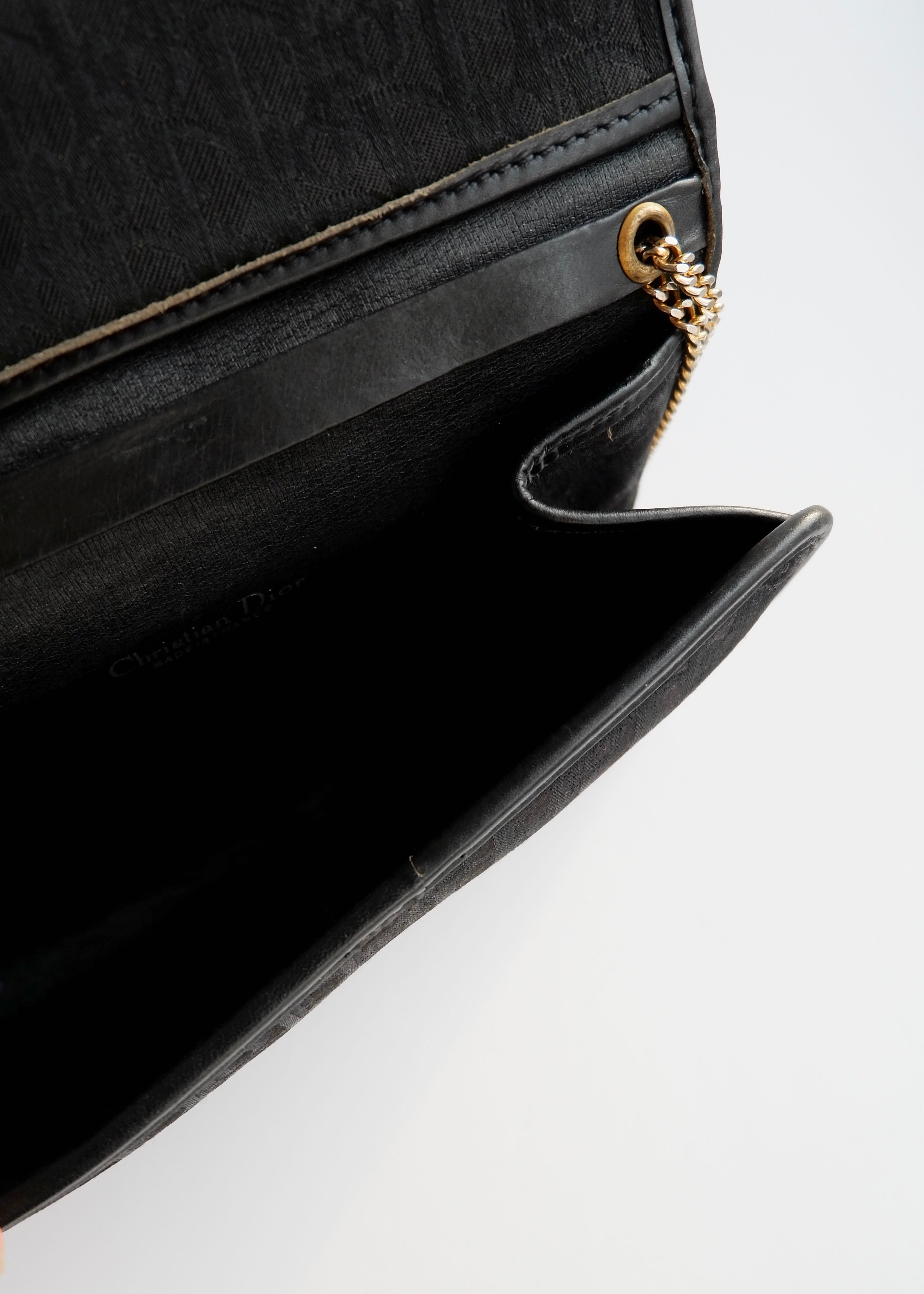 Sac bandoulière vintage Dior Trotter noir chaîne d'occasion Authenti