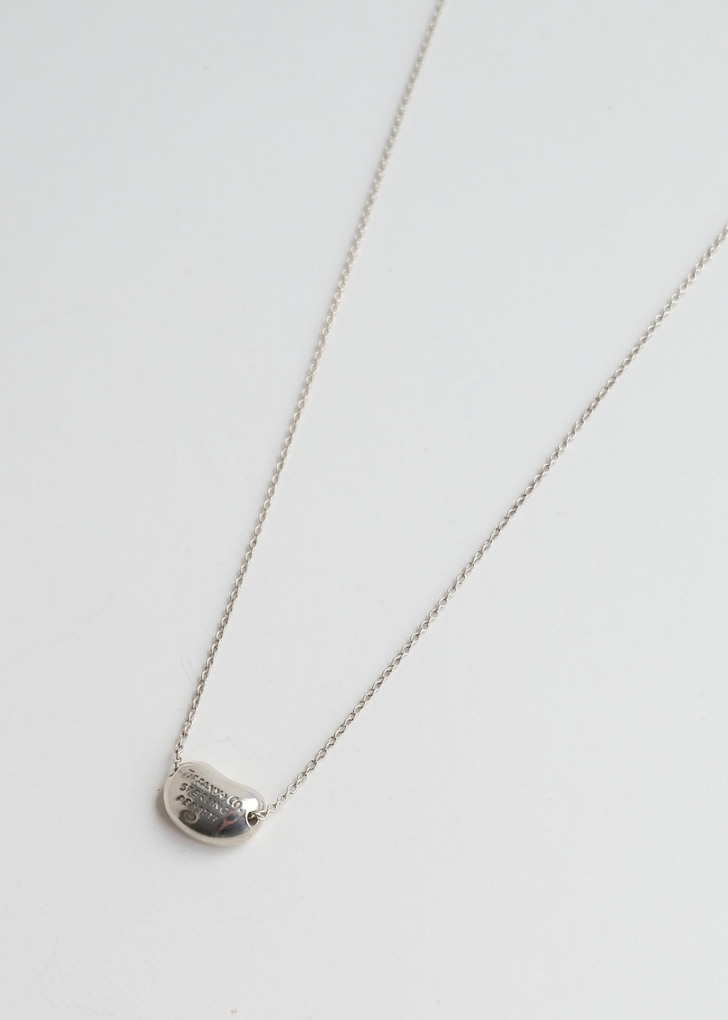 Authentic Preowned Tiffany (925) Silver Small Bean Necklace with Box