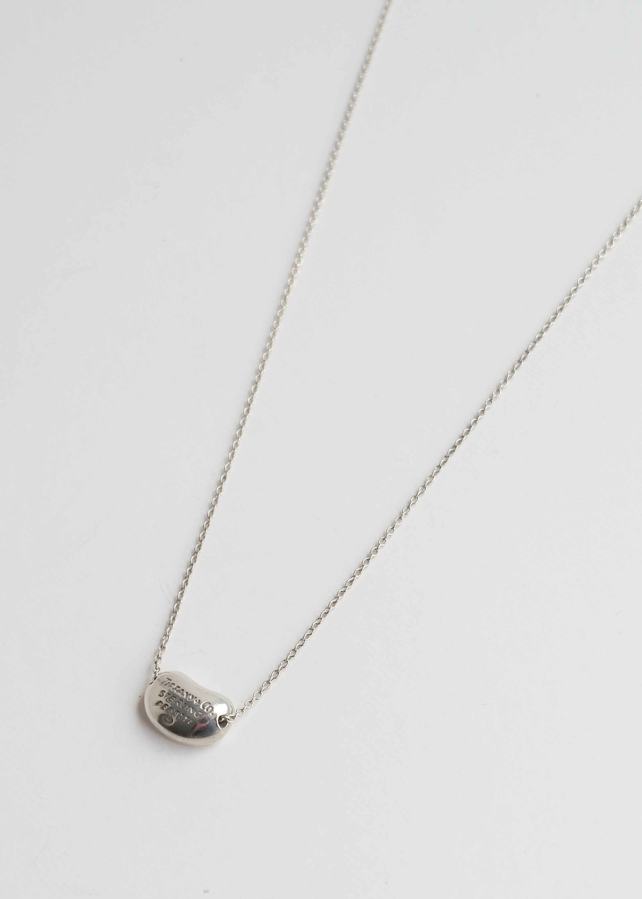 Authentic Preowned Tiffany (925) Silver Small Bean Necklace with Box