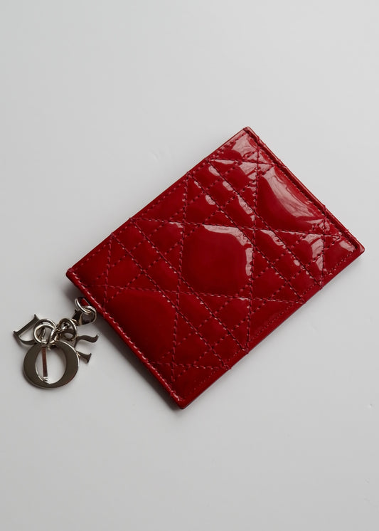 Authentic Preowned Dior Red Patent Leather Card Holder