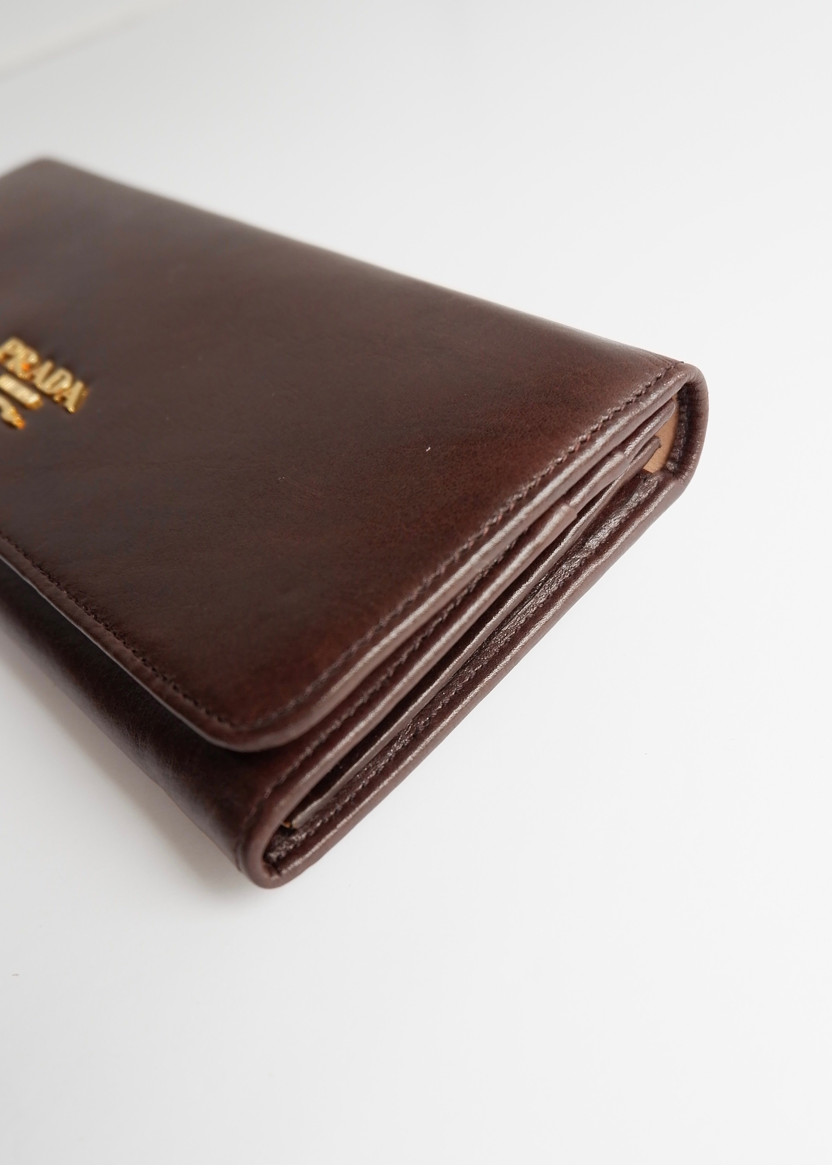 Authentic Preowned Prada Dark Brown Leather Long Wallet