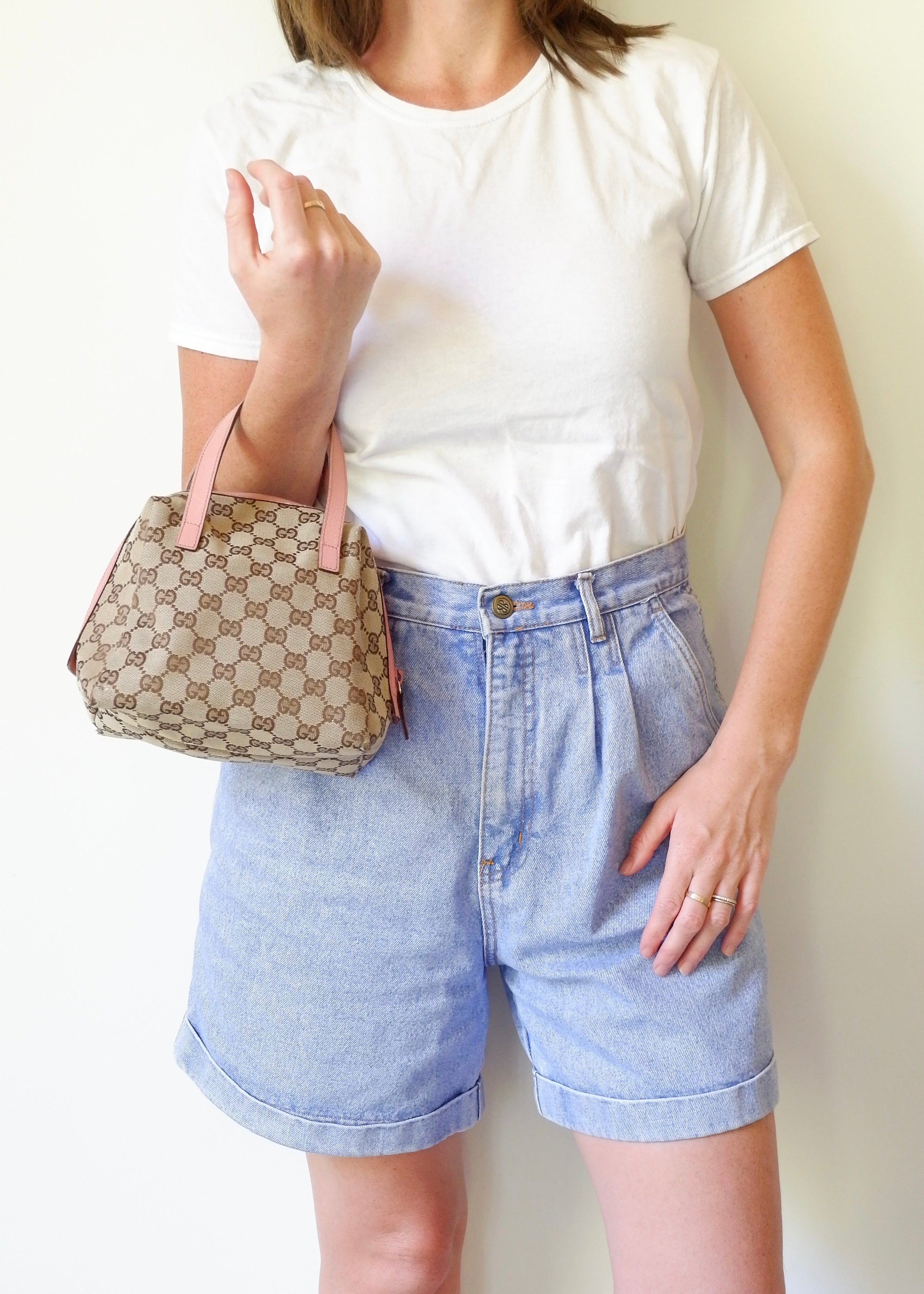 Authentic Preowned Gucci GG Canvas Pink Tofu Handbag