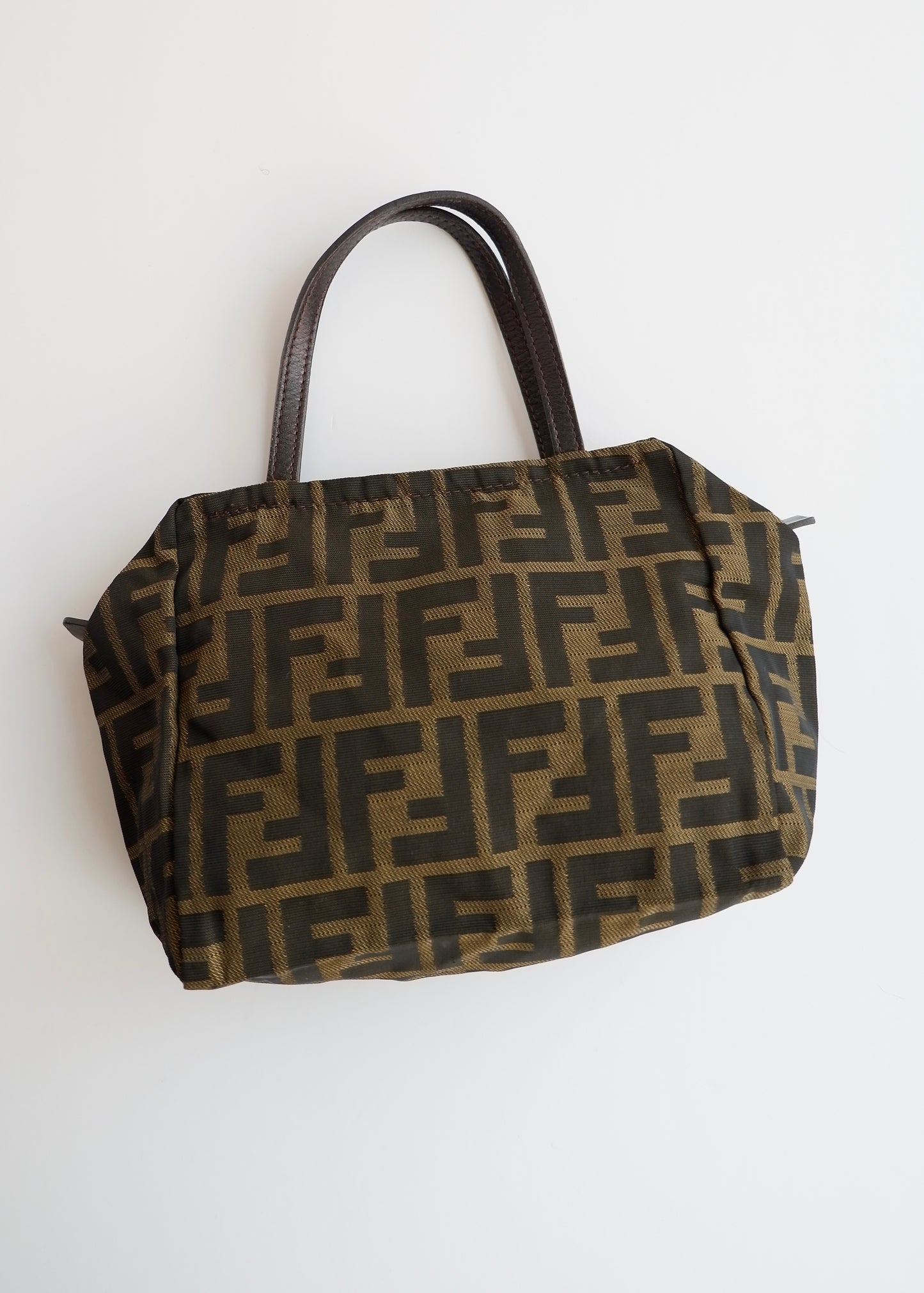 Authentic Preowned Vintage Fenci Brown Canvas Zucca Mini Handbag