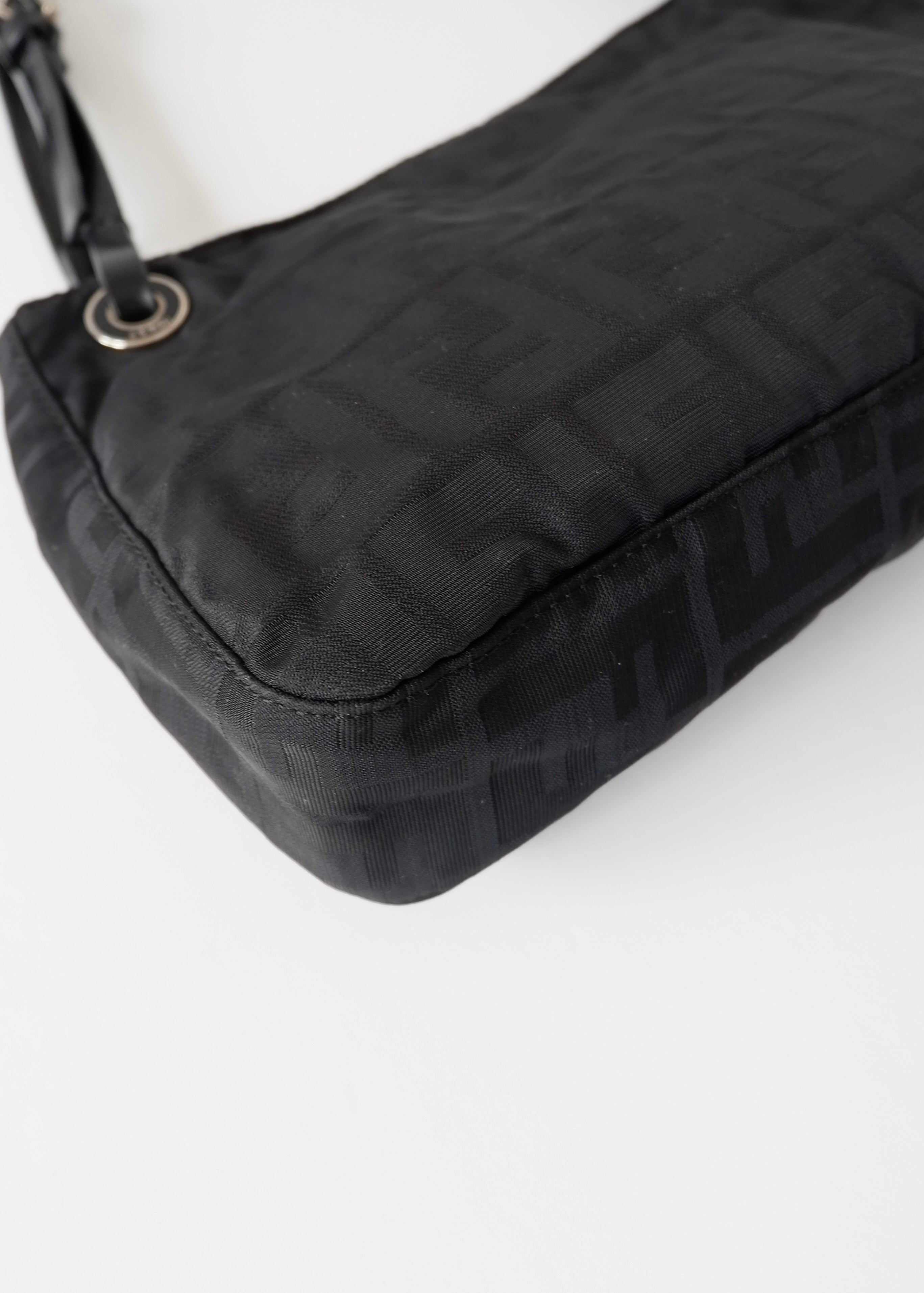 Authentic Preowned Fendi Black Zucca Canvas Shoulder Bag