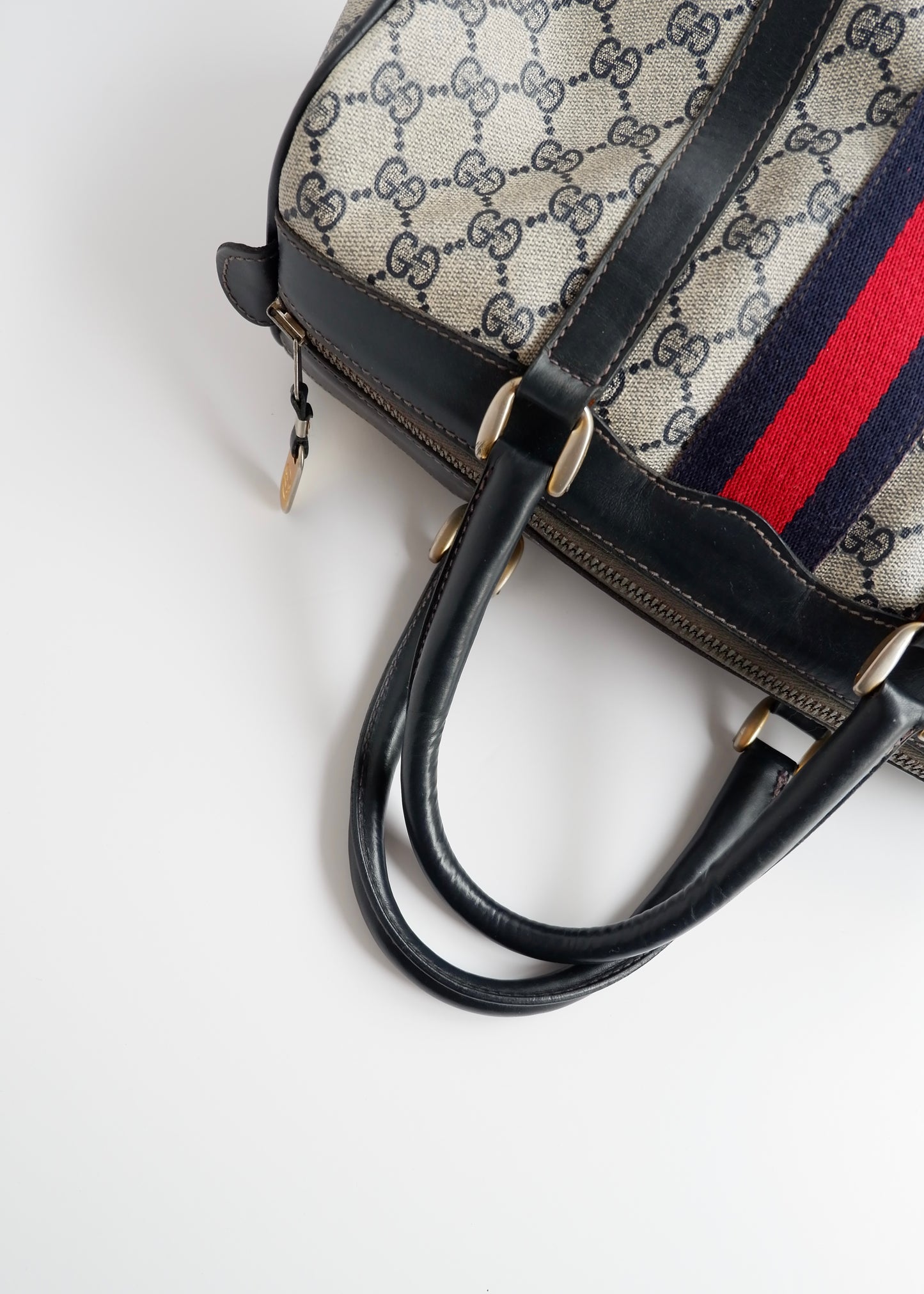 Authentic Preowned Vintage Gucci Navy Boston Bag