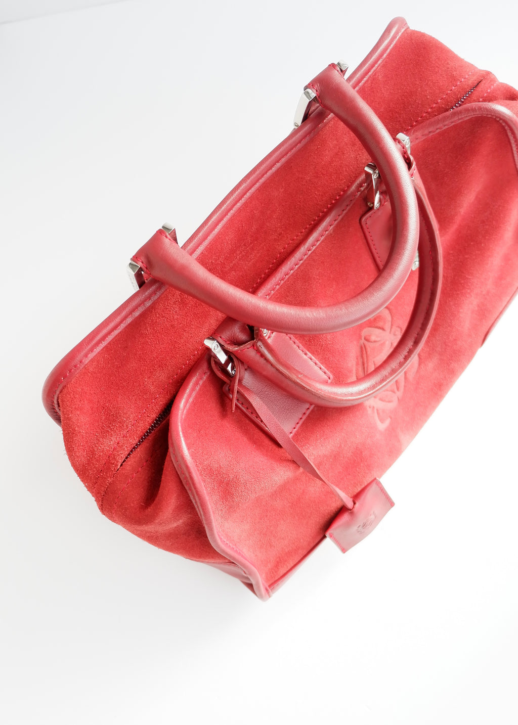 Sac Amazona Loewe en daim rouge d'occasion authentique