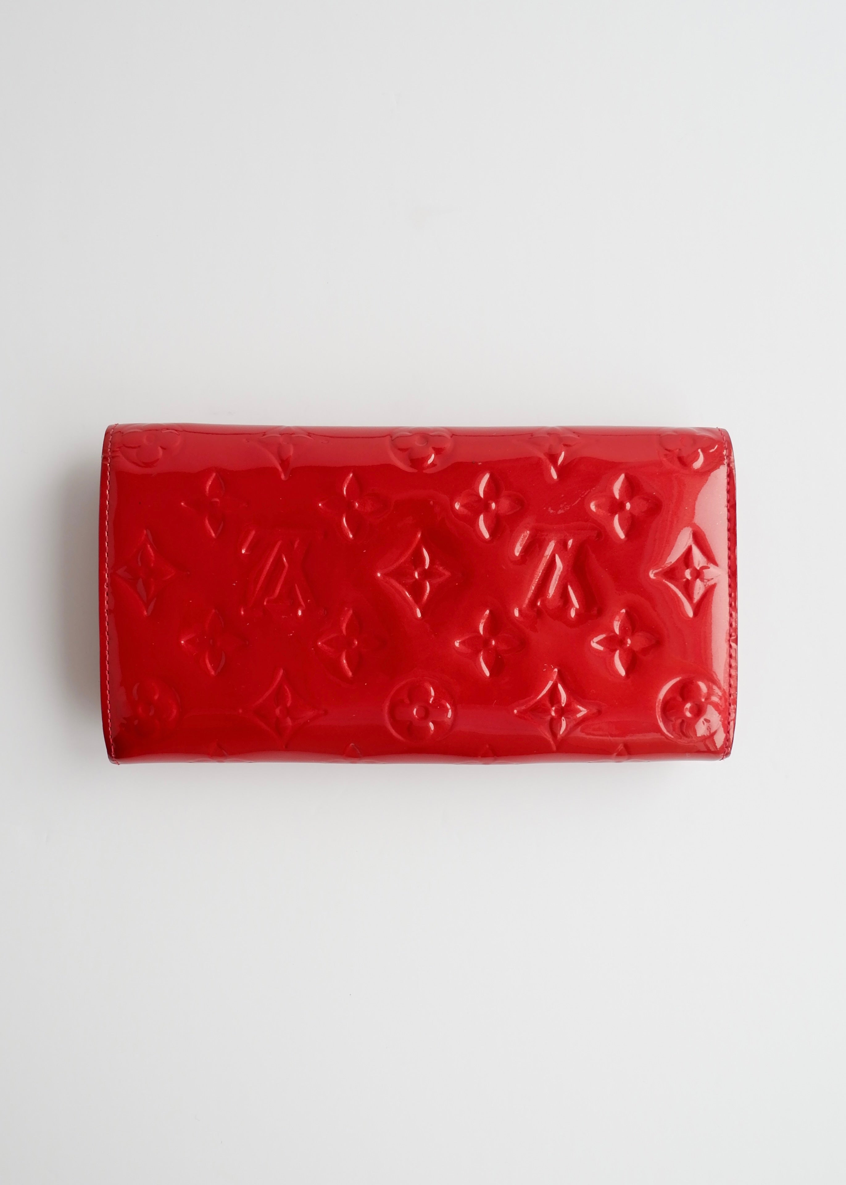 Authentic Preowned Louis Vuitton Red Monogram Vernis Long Sarah Wallet