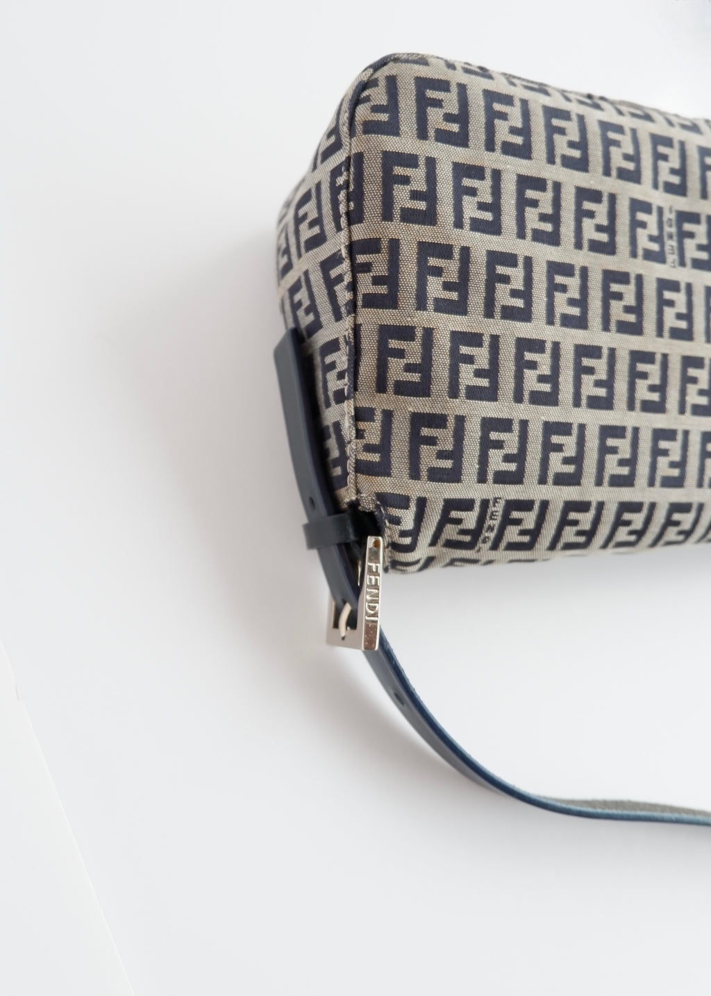 Authentic Preowned Fendi Navy Zucchino Baguette Shoulder