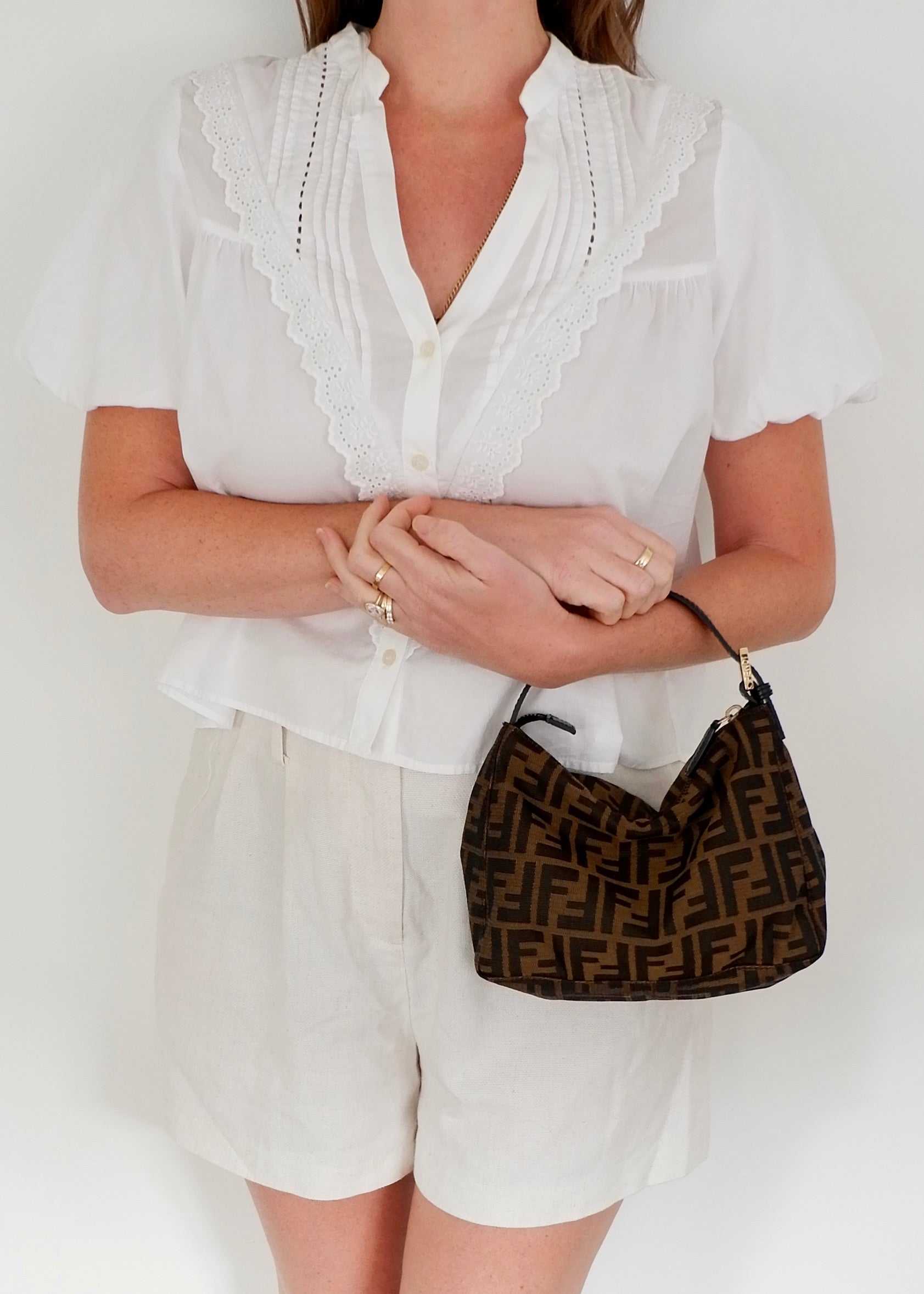 Preowned Fendi Zucca Print Micro Handbag