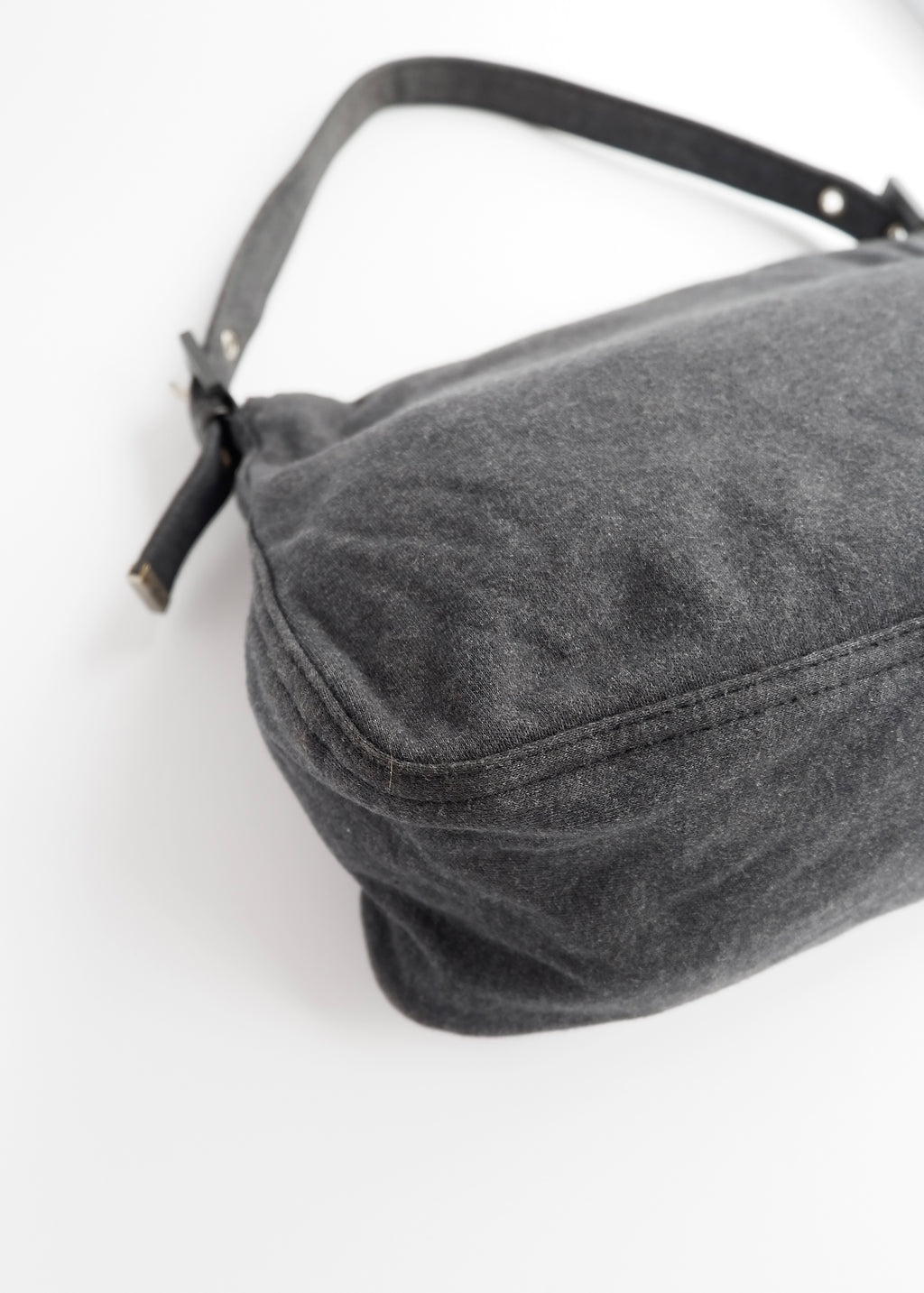 Authentic Preowned Fendi Dark Grey Cotton Mamma Baguette Shoulder Bag