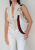 Preowned Gucci White Leather Sherry Line Hobo Shoulder Bag