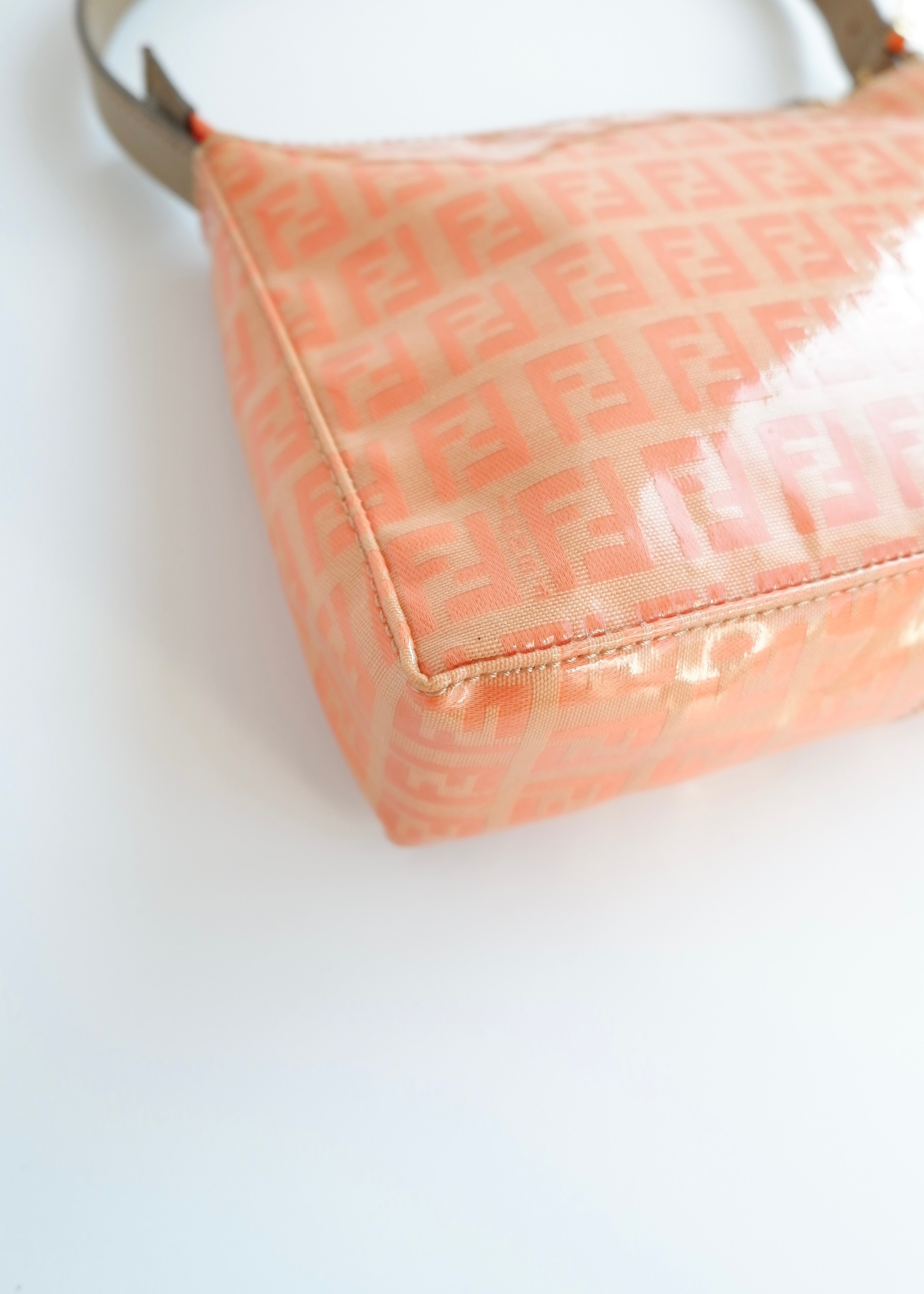 Authentique sac micro bandoulière Fendi Orange Zucchino en toile enduite d'occasion