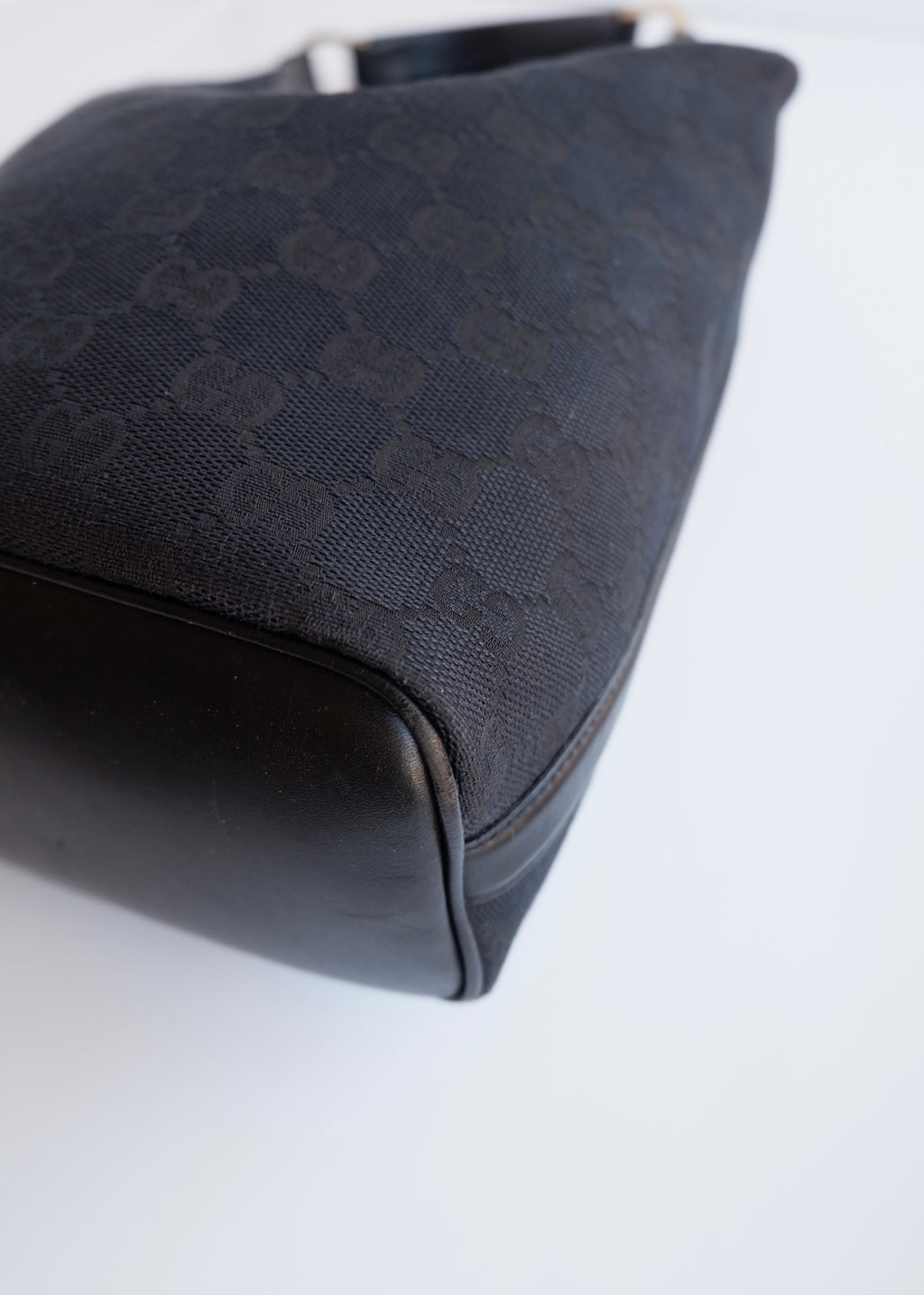 Authentic Preowned Gucci Black GG Canvas/ Leather Hobo Shoulder Bag