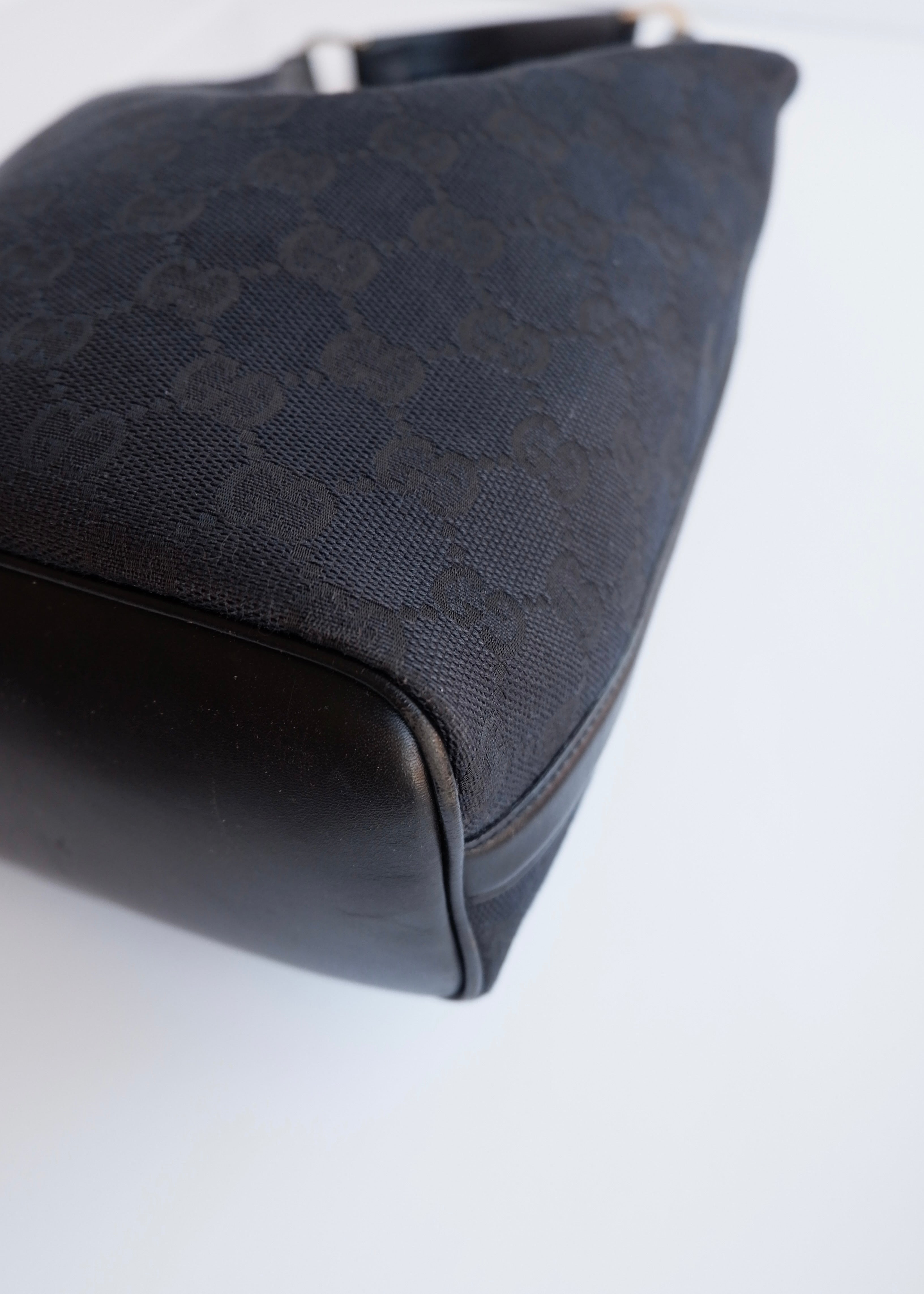 Authentic Preowned Gucci Black GG Canvas/ Leather Hobo Shoulder Bag