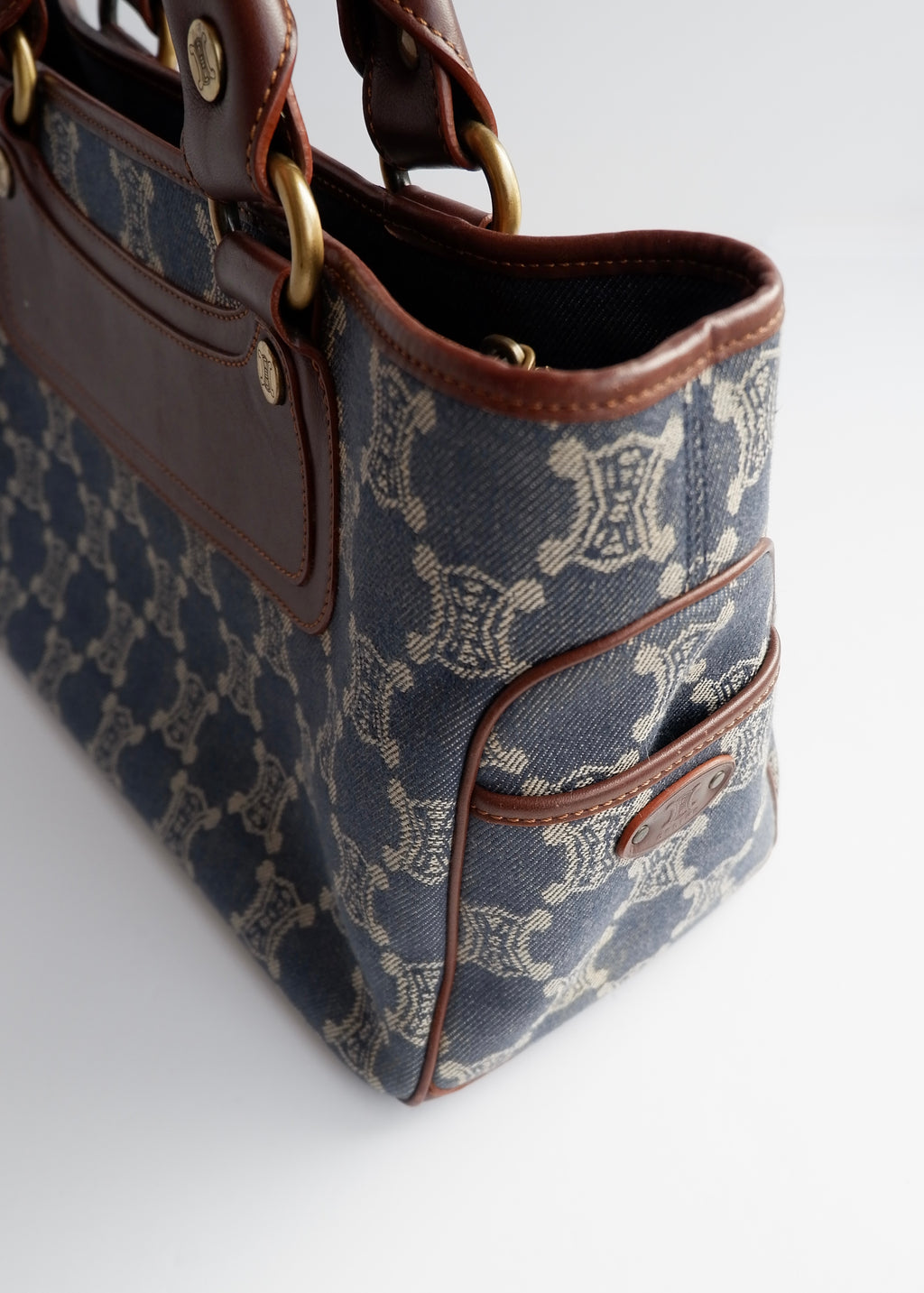 Authentic Preowned Vintage Celine Blue Denim Triomphe Boogie Bag