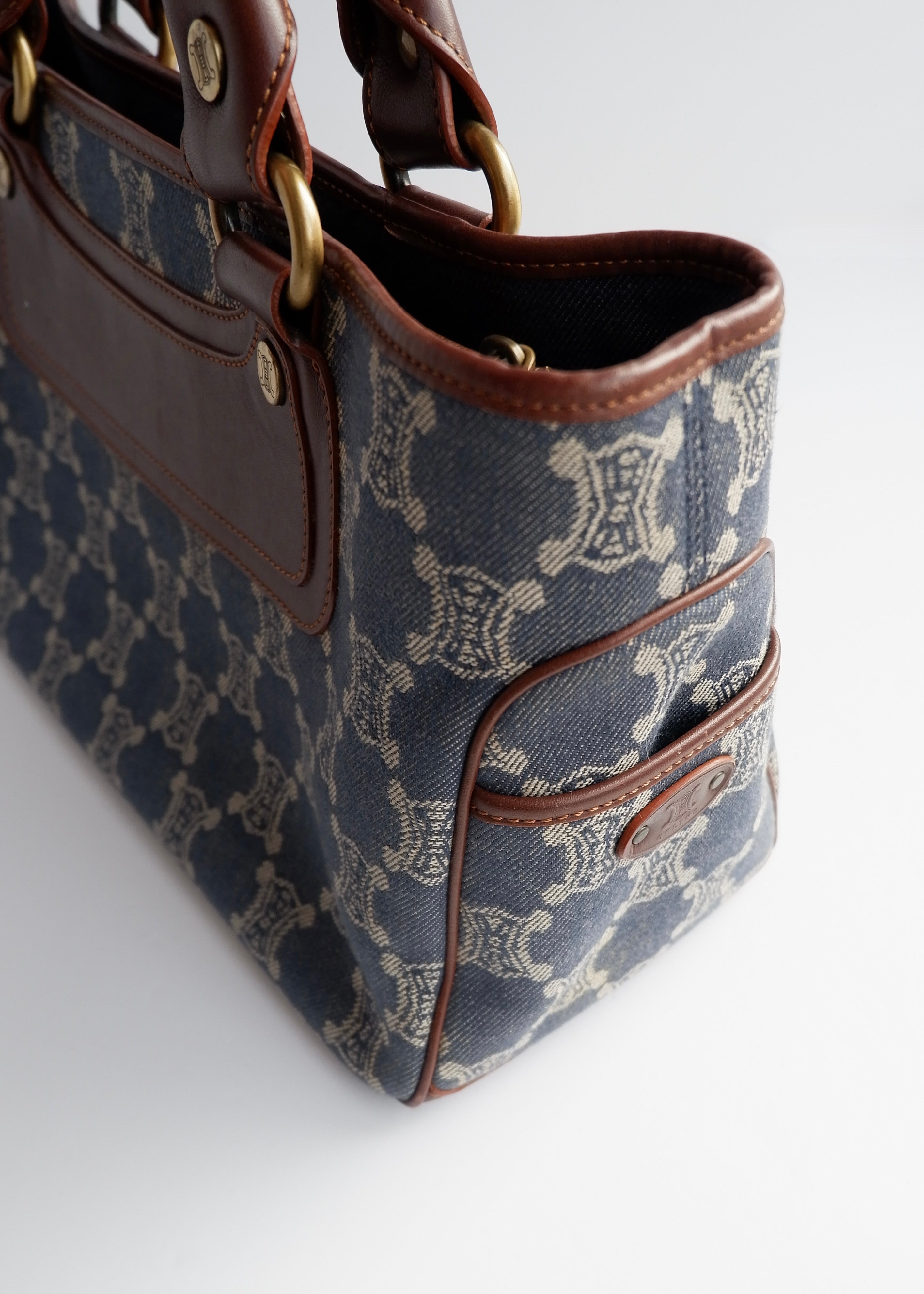 Authentic Preowned Vintage Celine Blue Denim Triomphe Boogie Bag