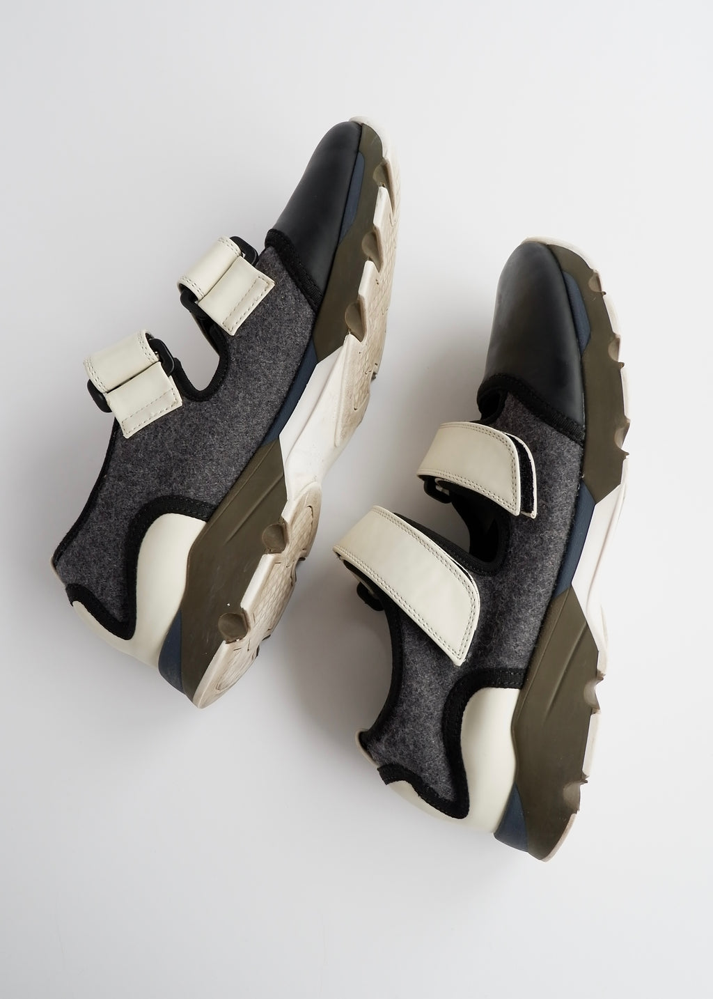 Baskets Velcro Marni Noires/Vertes en Tissu Technique Authentiques d'Occasion - 40