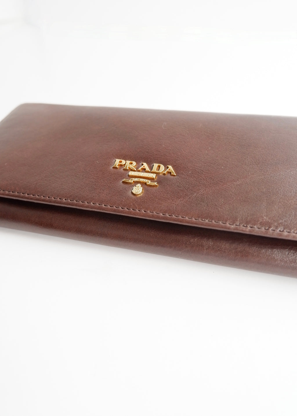 Authentic Preowned Prada Dark Brown Leather Long Wallet
