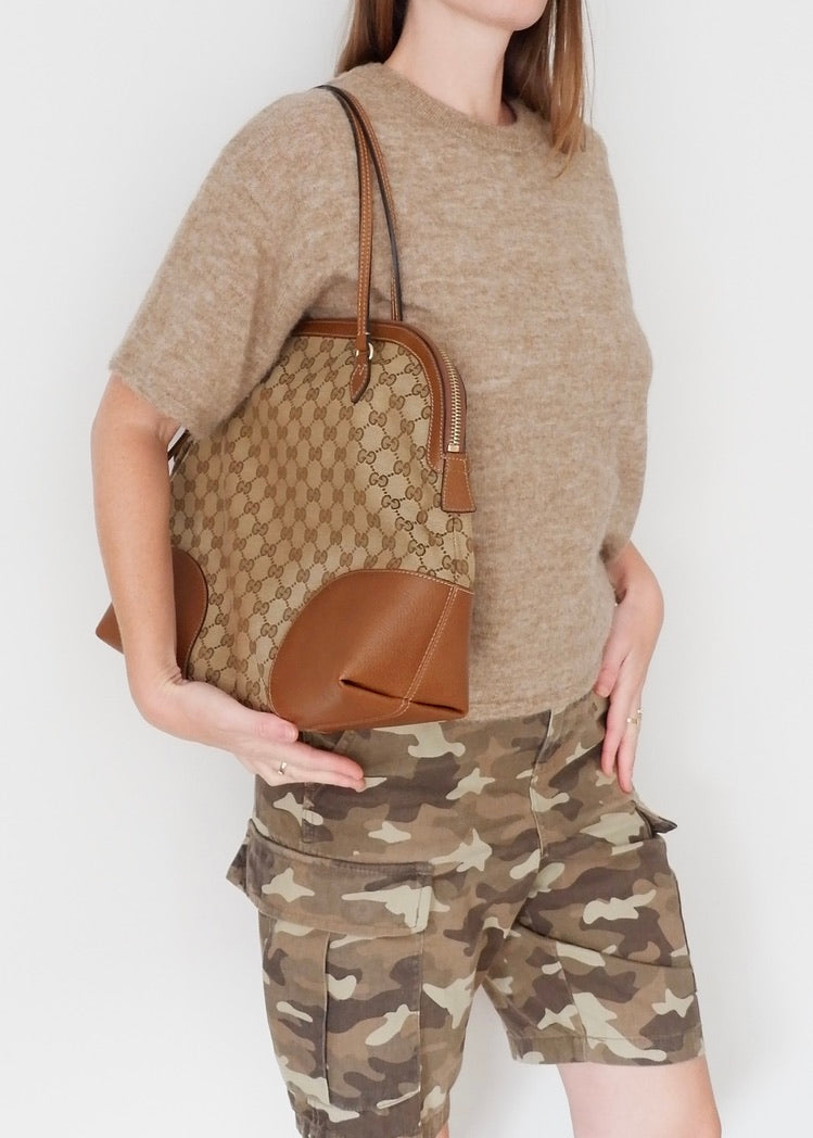 Preowned Gucci Brown GG Canvas Bowler Shoulder Bag