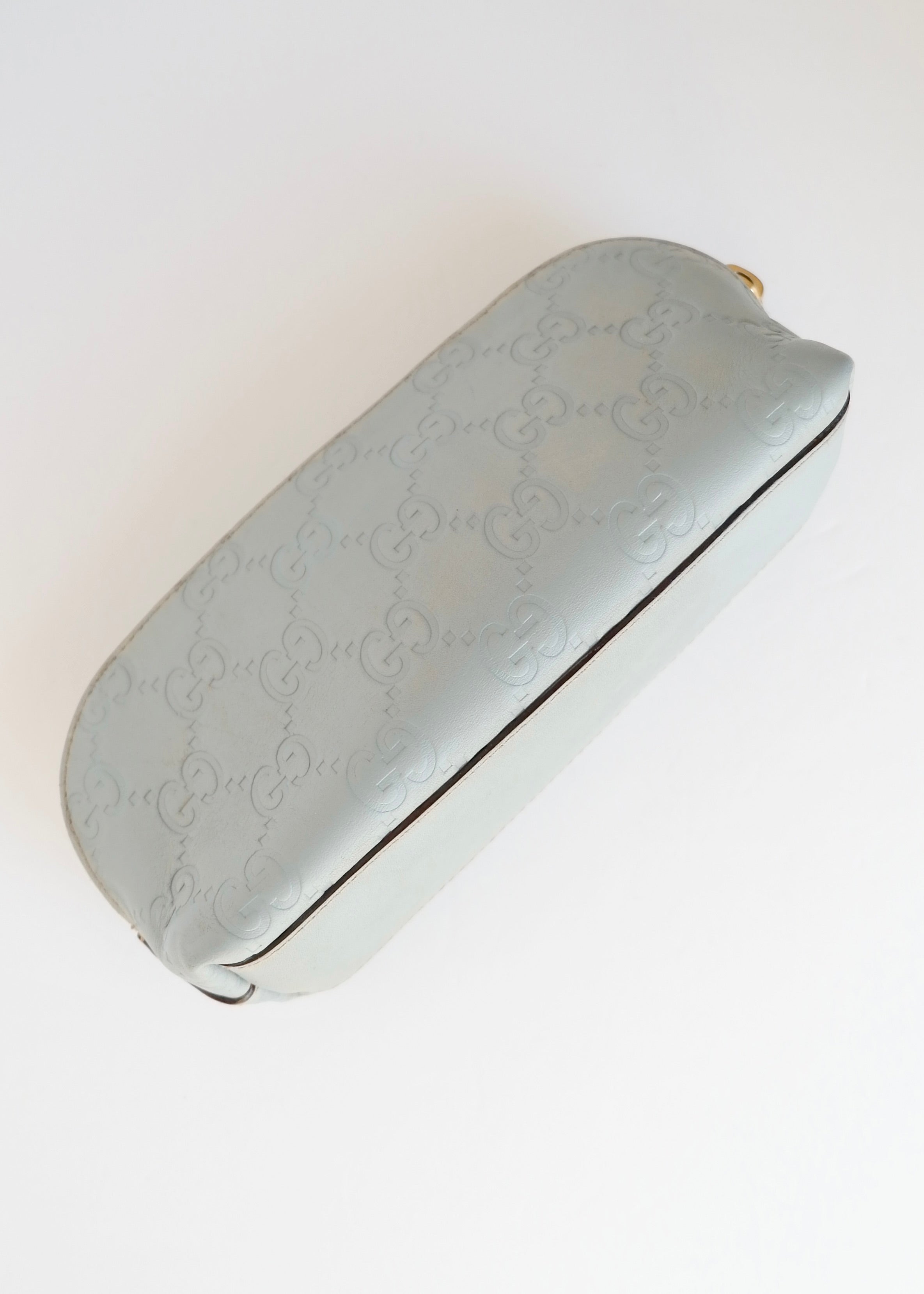 Preowned Gucci Blue Leather GG Pouch
