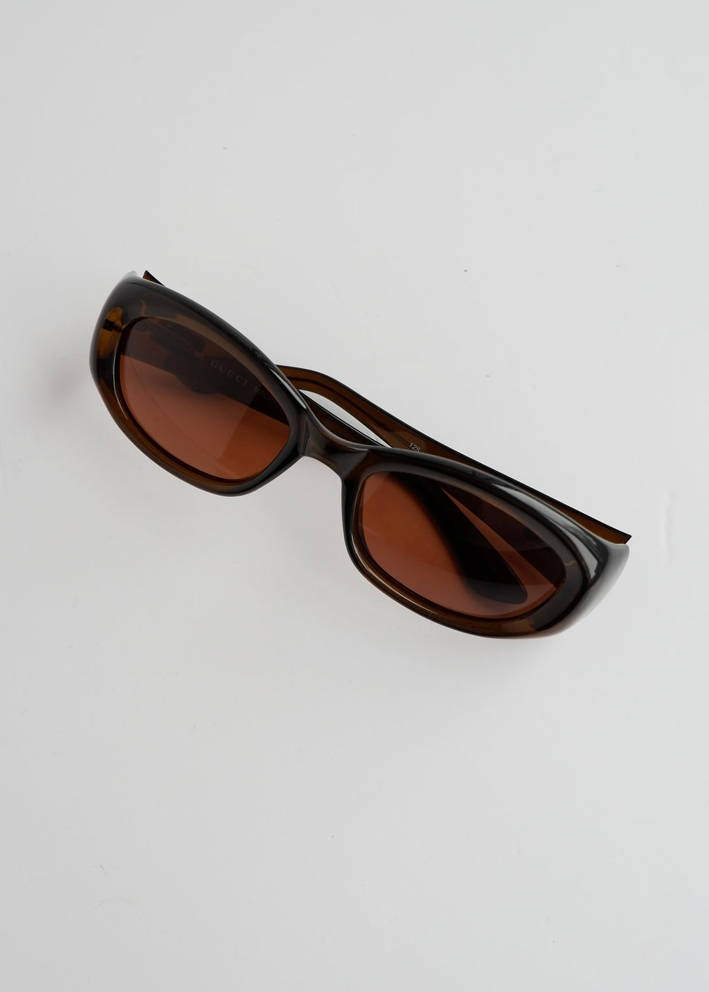Authentiques lunettes de soleil Gucci d'occasion en acétate marron à monture carrée