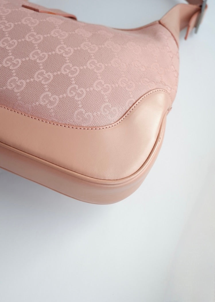 Authentic Preowned Gucci Pink GG Canvas/Leather Jackie Shoulder Bag