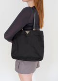 Authentic Preowned Prada Black Nylon Shoulder Tote GHW