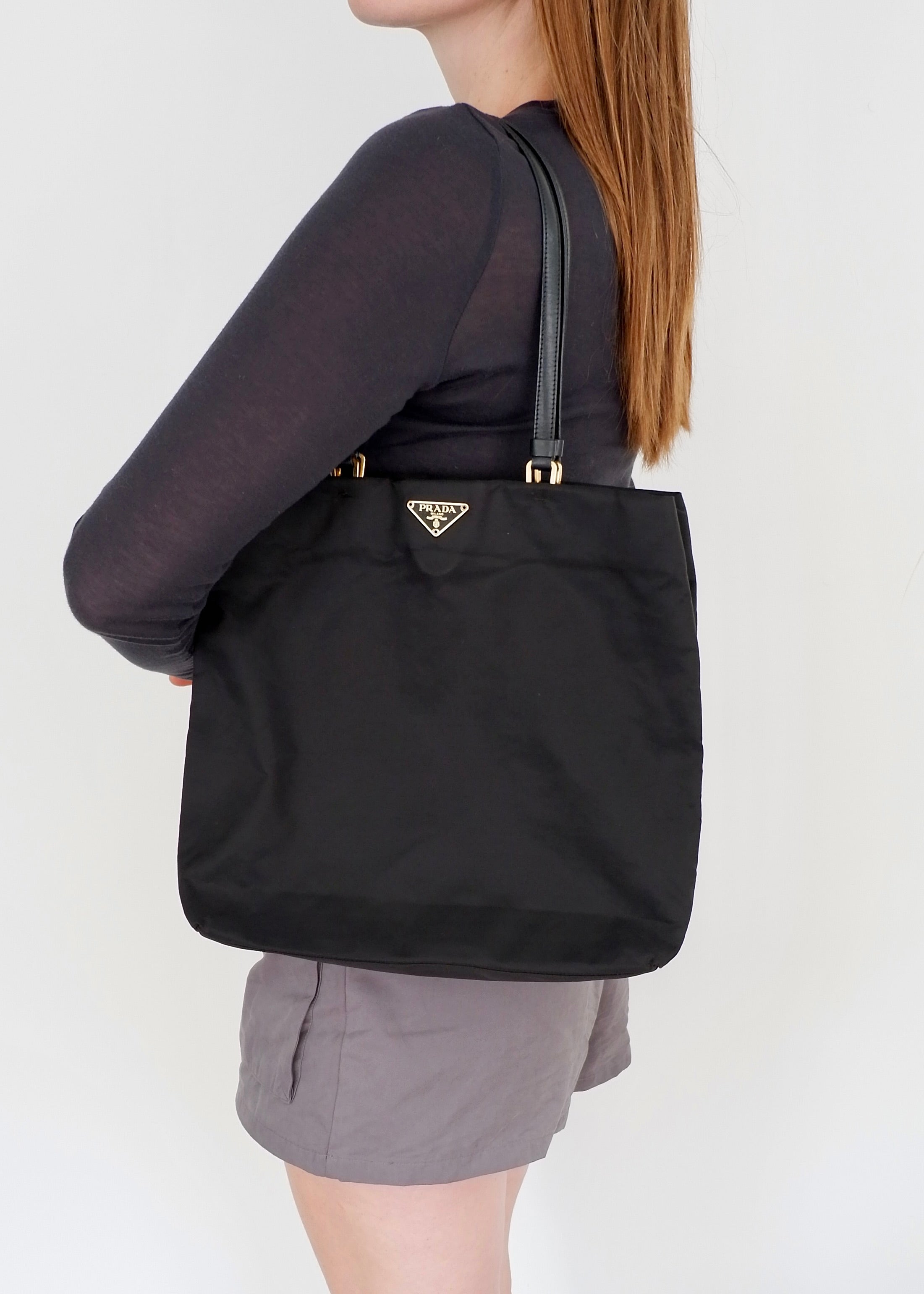 Authentic Preowned Prada Black Nylon Shoulder Tote GHW