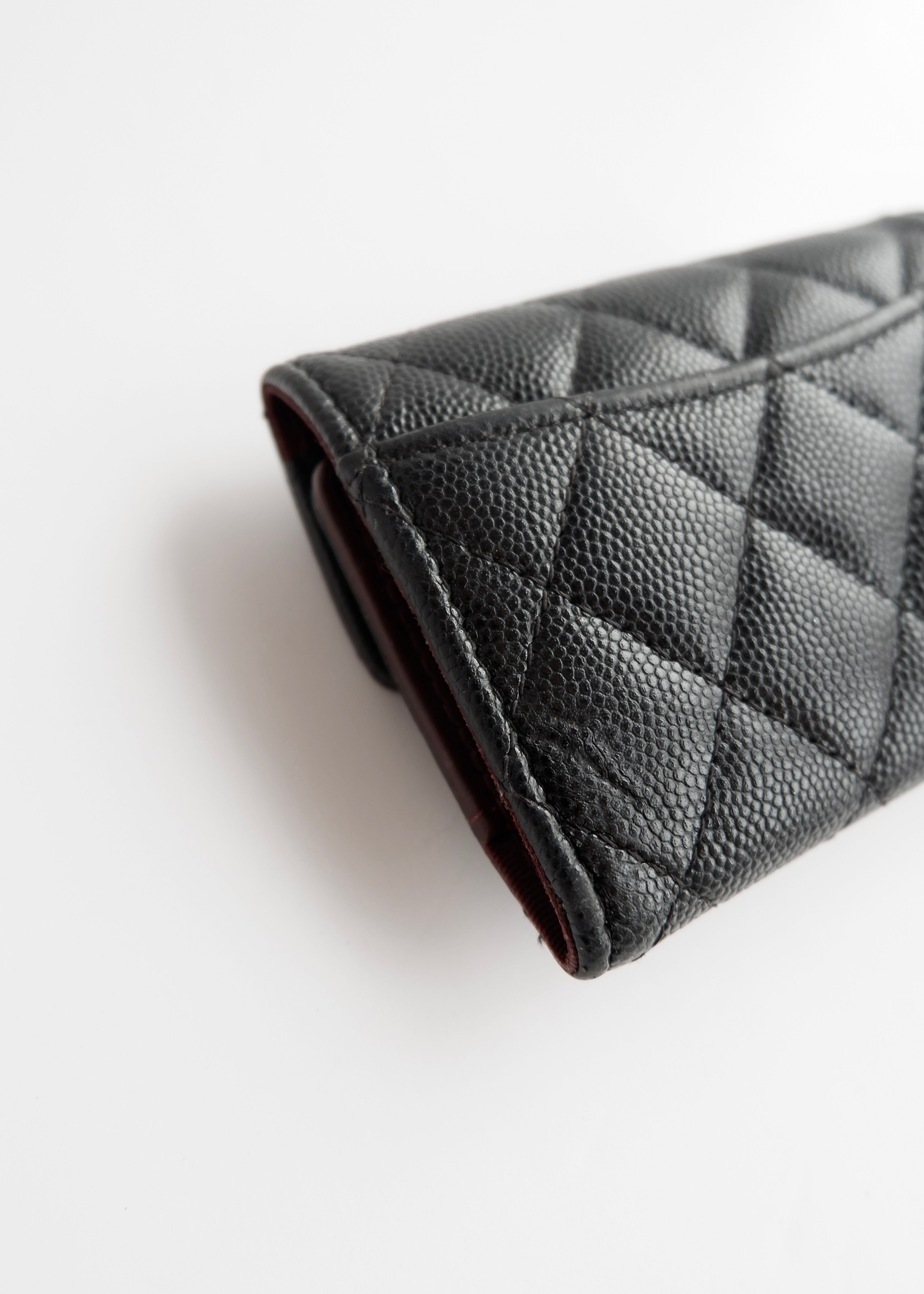 Authentic Preowned Chanel Black Caviar Leather Key Case/ Card Holder