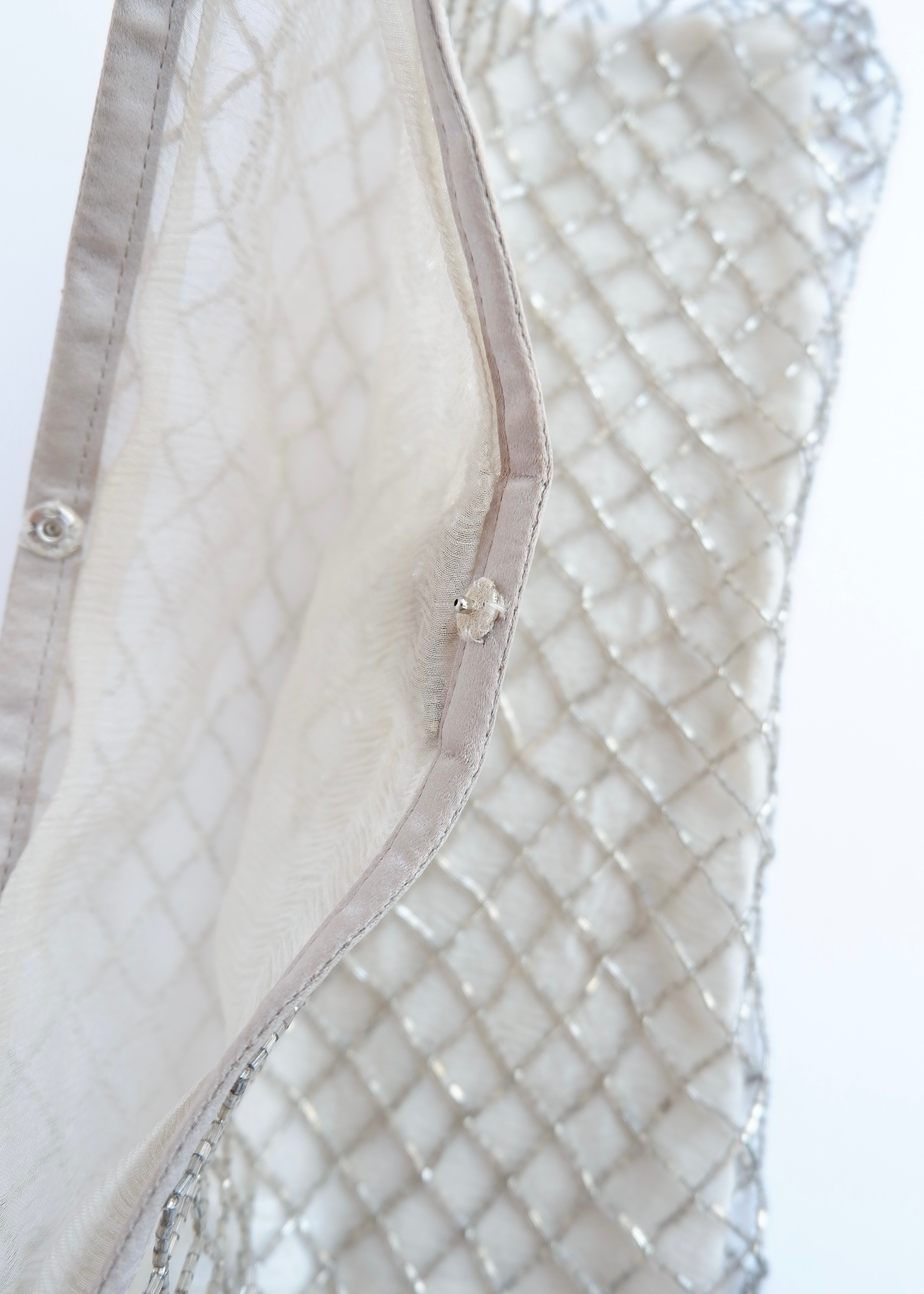 Authentic Preowned Prada Champagne Satin Beaded Shoulder Bag