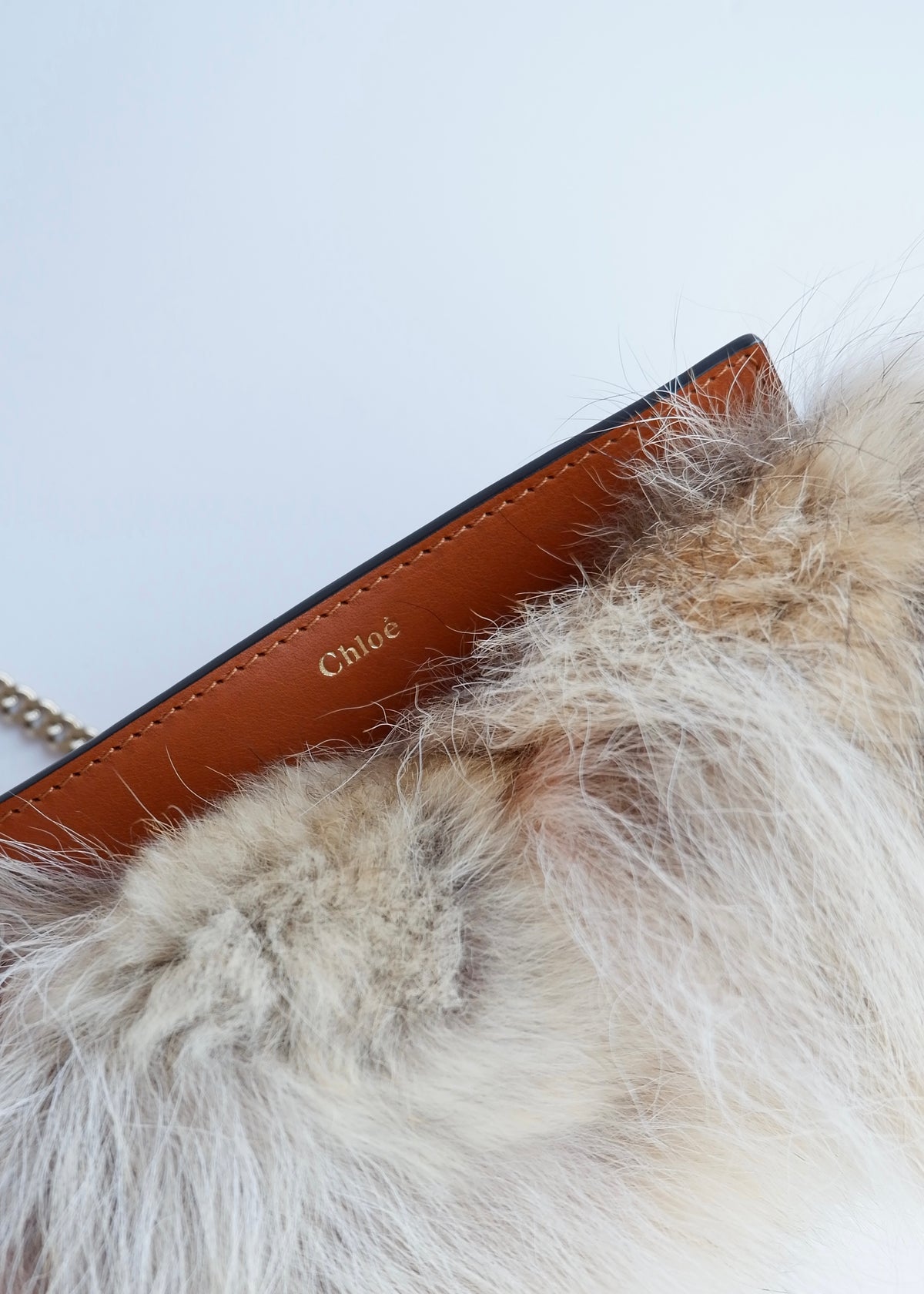 Preowned Chloé Brown Leather/ Fur Georgia Belt Bag