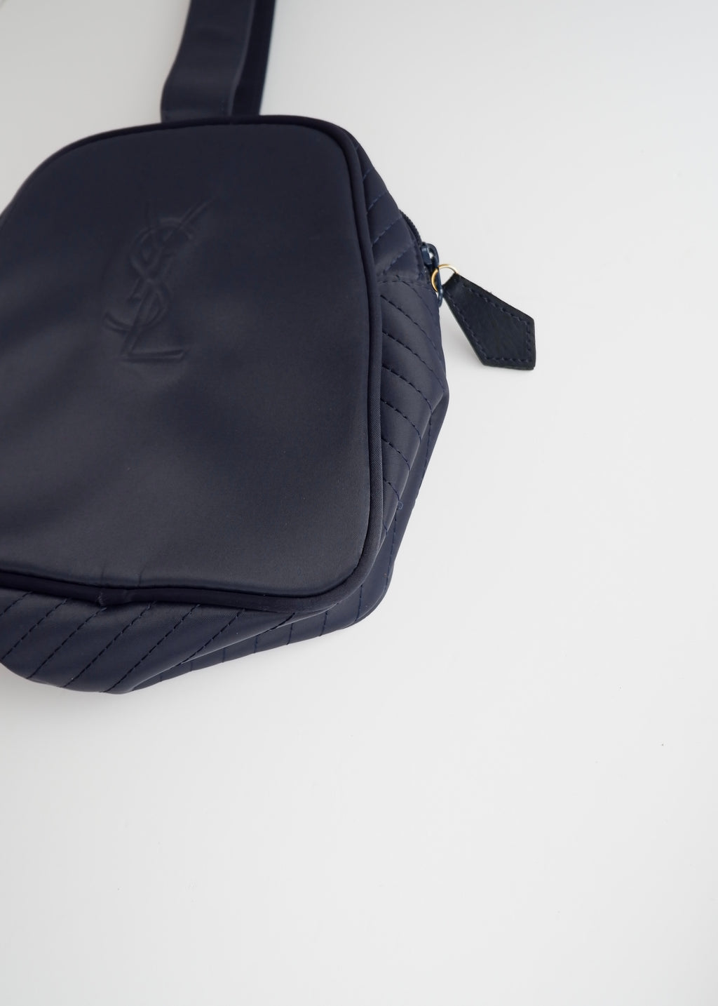 Authentic Preowned Vintage YSL Navy Nylon Wristlet Pouch