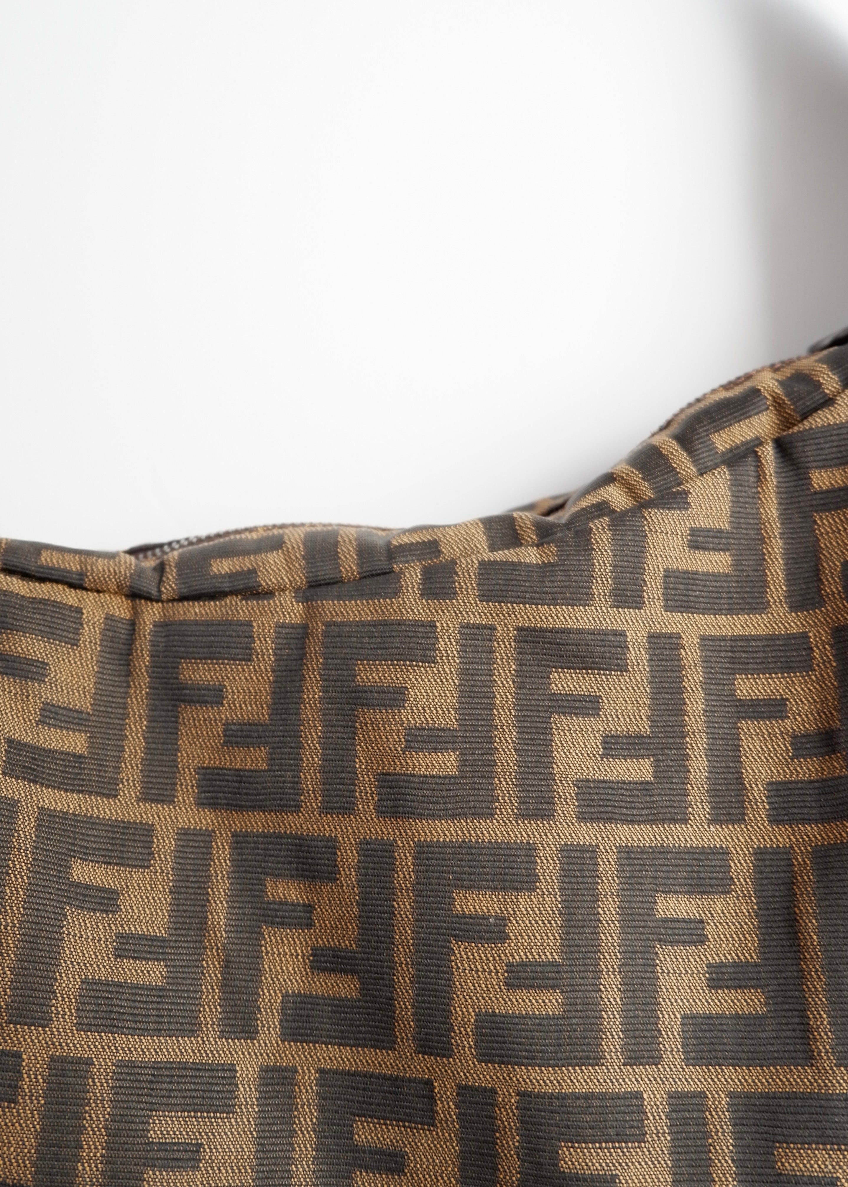 Authentic Preowned Fendi Tobacco Zucca Canvas and Leather Oyster Hobo Shoulder Bag