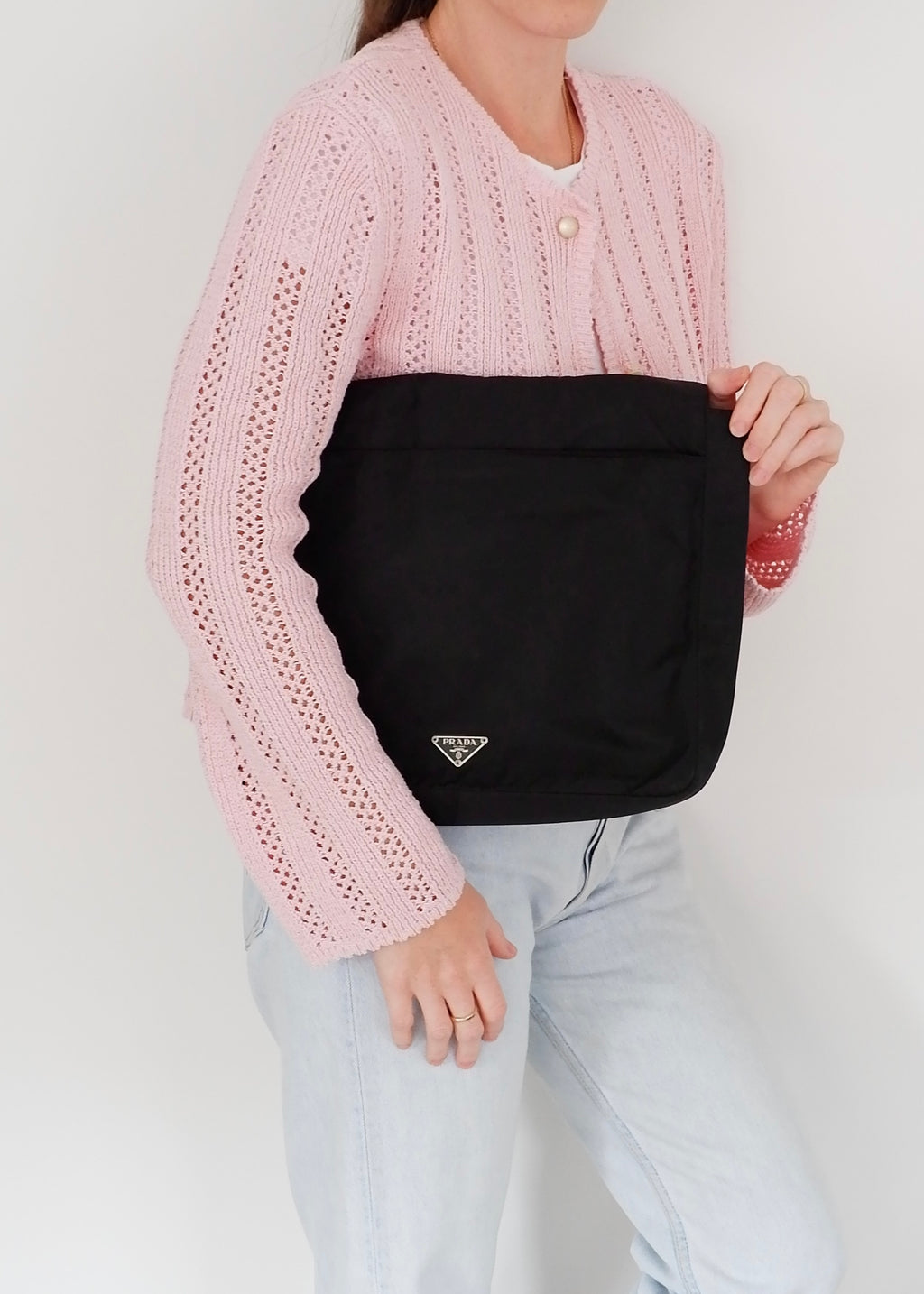 Preowned Prada Black Nylon Large Pouch/ Clutch