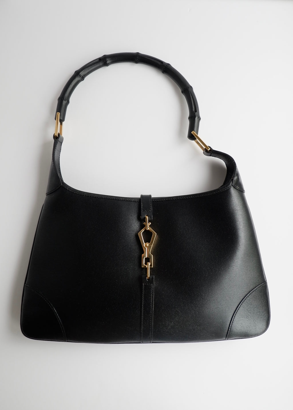 Authentic Preowned Gucci Jackie O Black Leather Bamboo Shoulder Bag