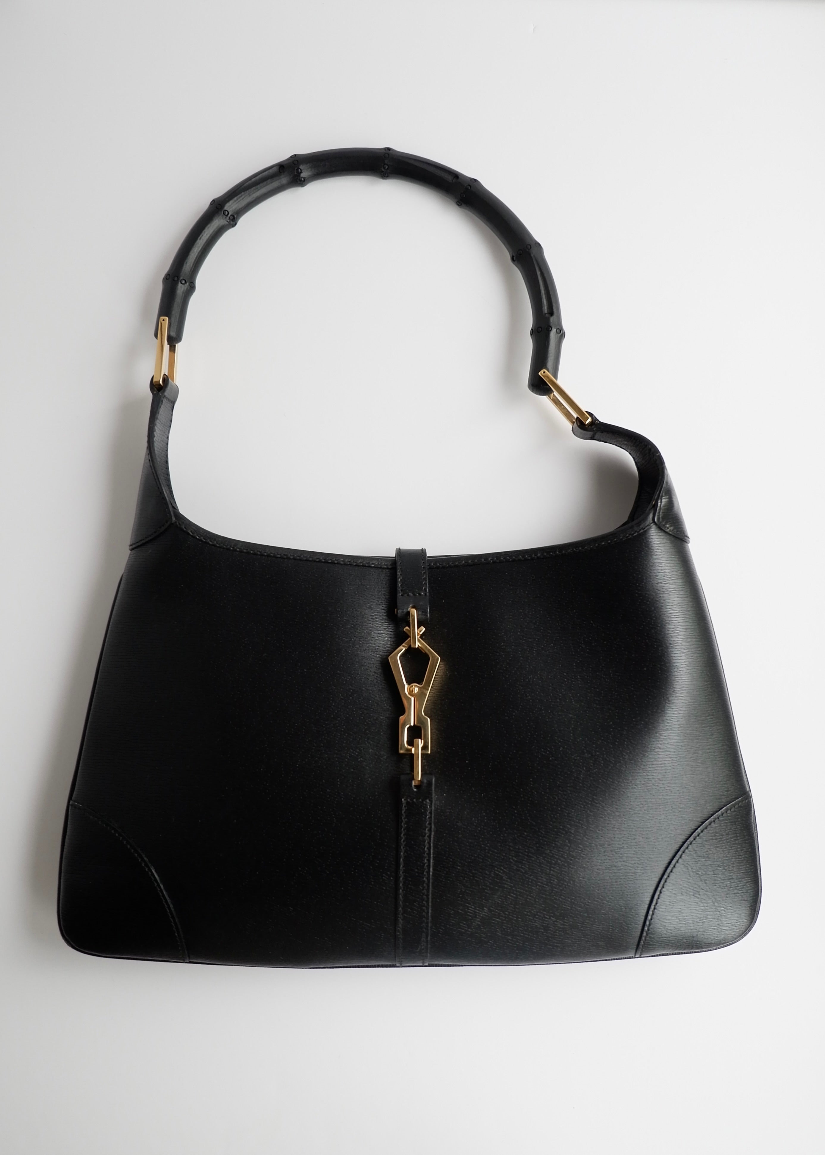 Authentic Preowned Gucci Jackie O Black Leather Bamboo Shoulder Bag